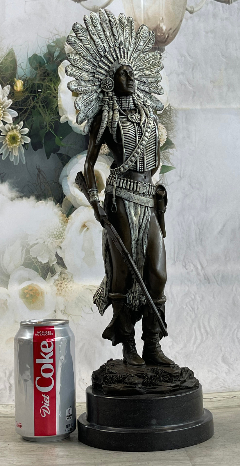 Signed American Indian Girl Bronze Figure Sculpture Statue Figurine Hot Cast Art