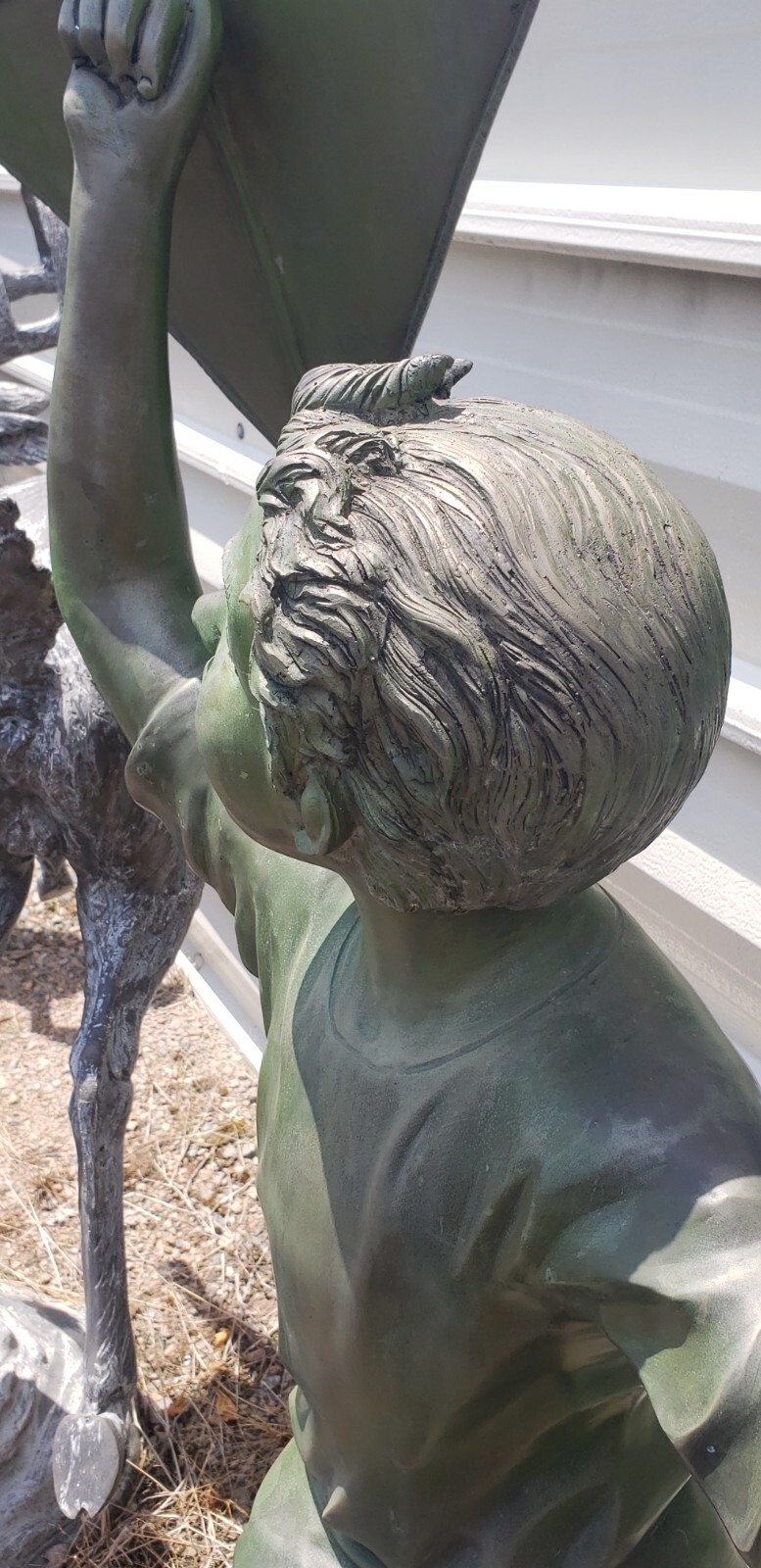 Free Standing Bronze Sculpture of Young Boy Flying a Kite GA11018