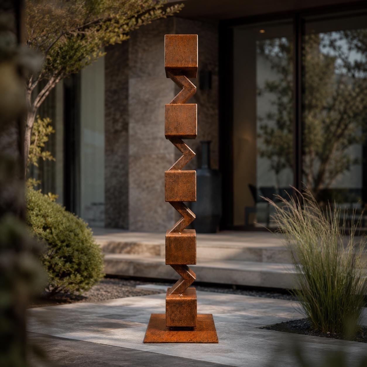 Handcrafted Large Modern Metal Garden Sculpture Rusted Steel Indoor Outdoor Art