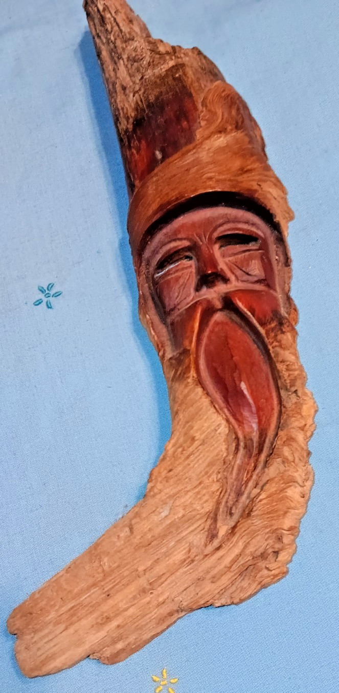 FOLK ART 1ONE OF A kind Signed J.R. 16  » HAND Carved Wood Tree Spirit Sculpture
