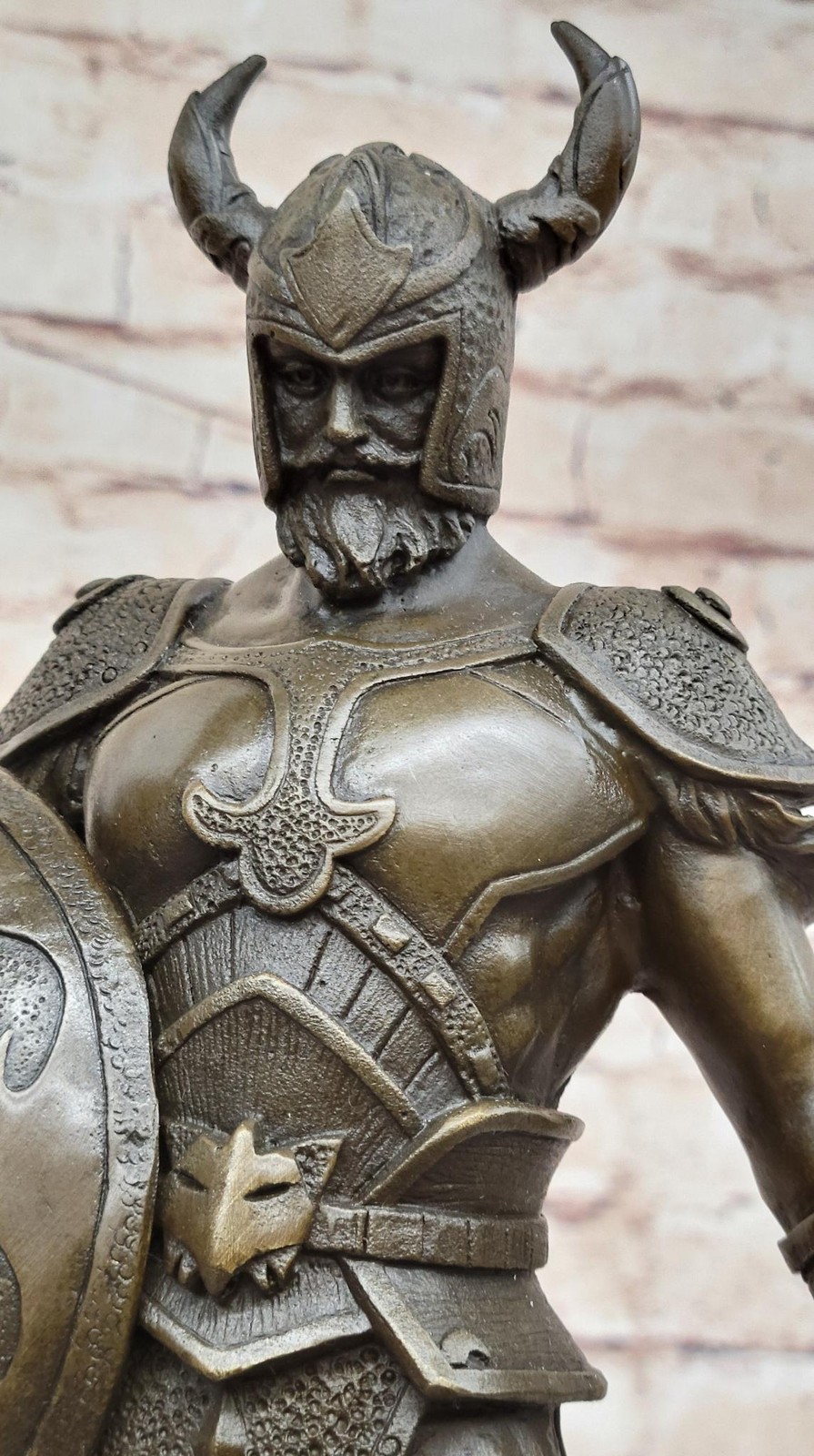 Fantasy Viking Warrior w/ Horned Helmet – Bronze Sculpture Statue Original Art