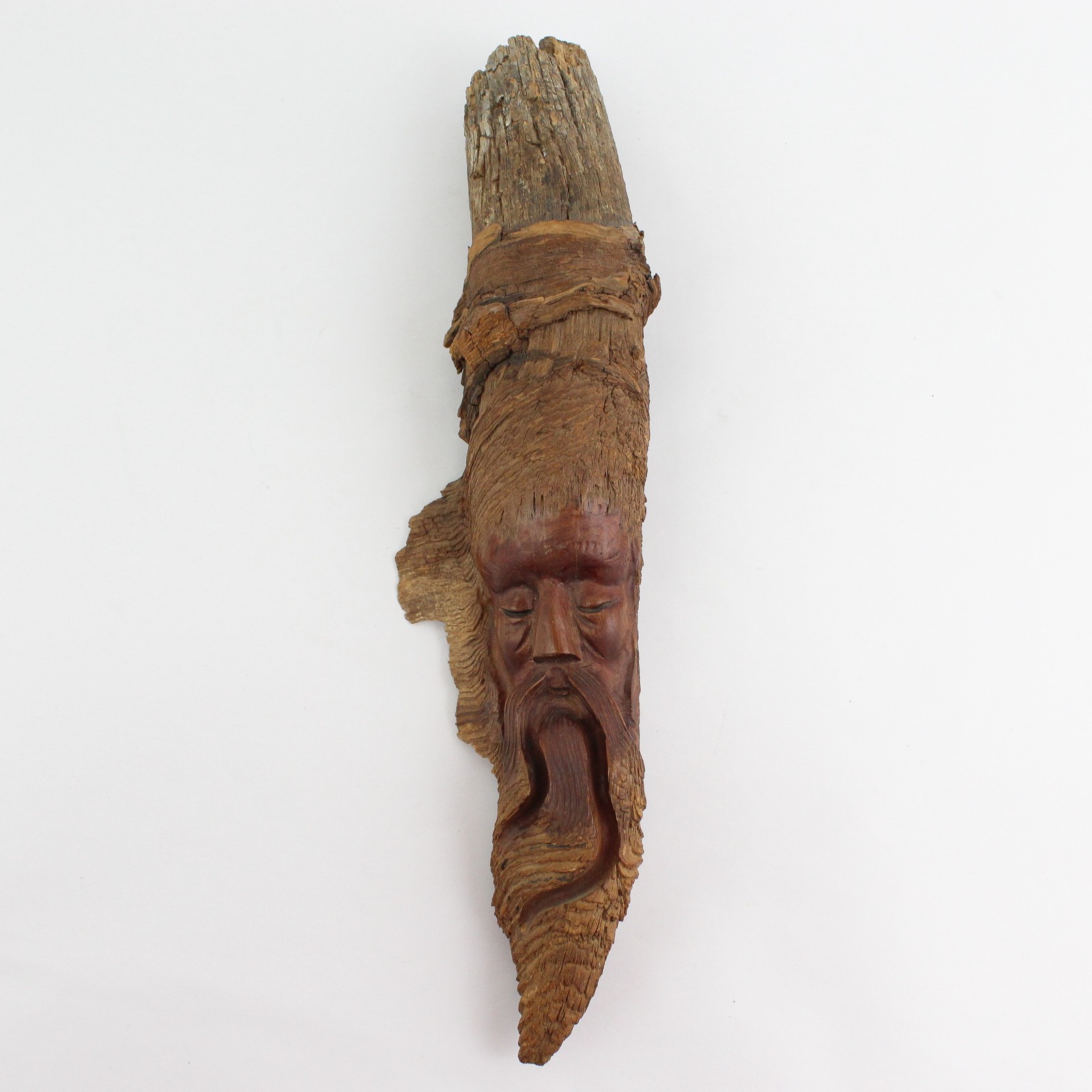 Hand Carved Wood Spirit Sculpture Sculpture Sleeping Man&rsquo;s Face 16&Prime;