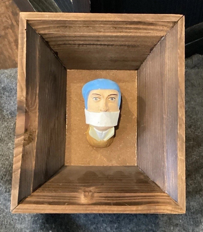 Vermeer Inspired Nurse With Mask Polish Kitschy Wall Art Shadow Box Framed