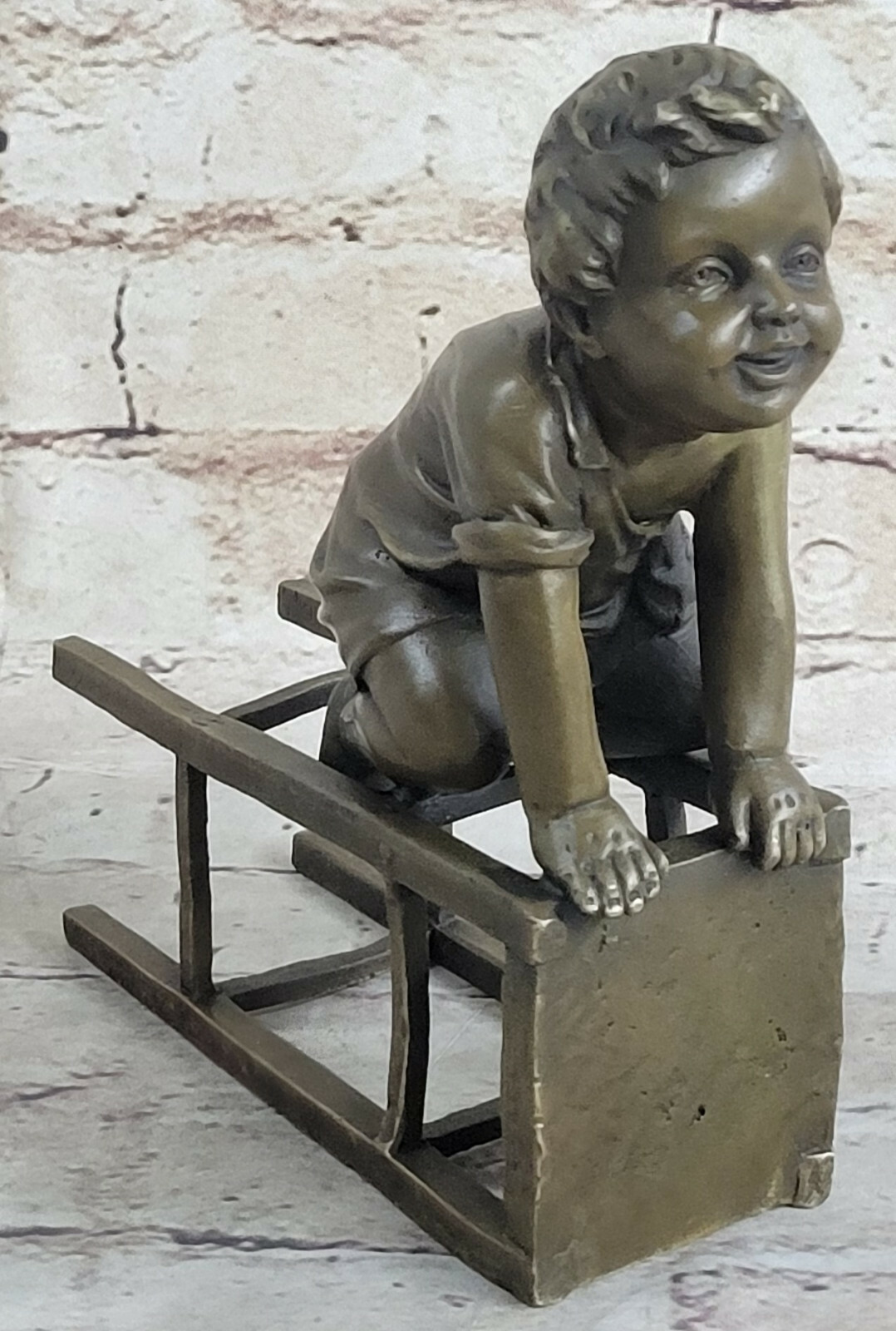 JUAN CLARA 1875-1958 SPANISH AMERICAN ART BRONZE STATUE GIRL STANDING ON CHAIR