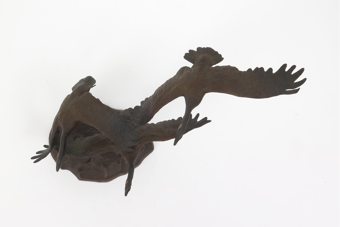 1983 Bronze Sculpture by Jonathan Bronson, « Autumn Flight » Canada Geese Flying