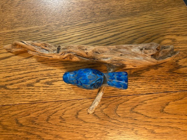 Hand Carved Eastern Bluebird On Driftwood Wall Hanging Signed Bows 2015 17&Prime;