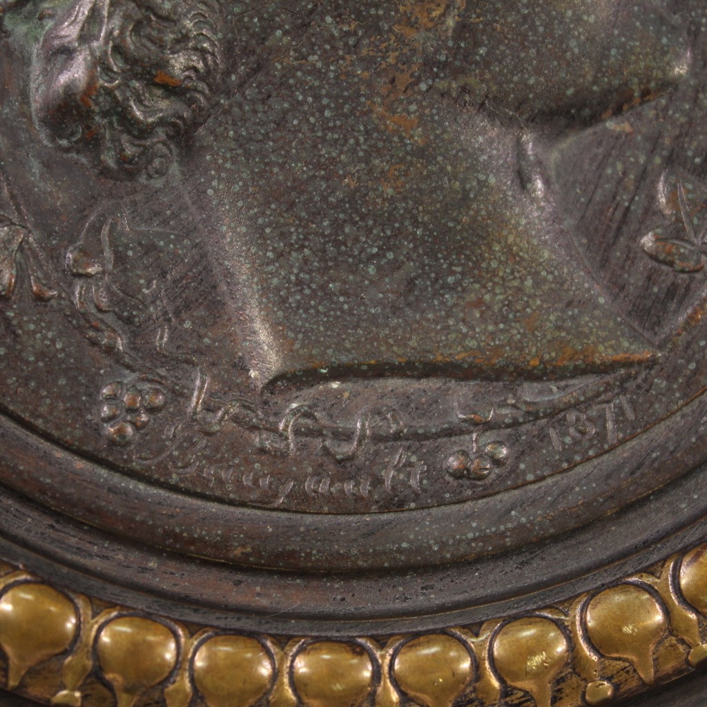 Gilded bronze stand signed Giroux dated 1871 sculpture statue of Bacchus