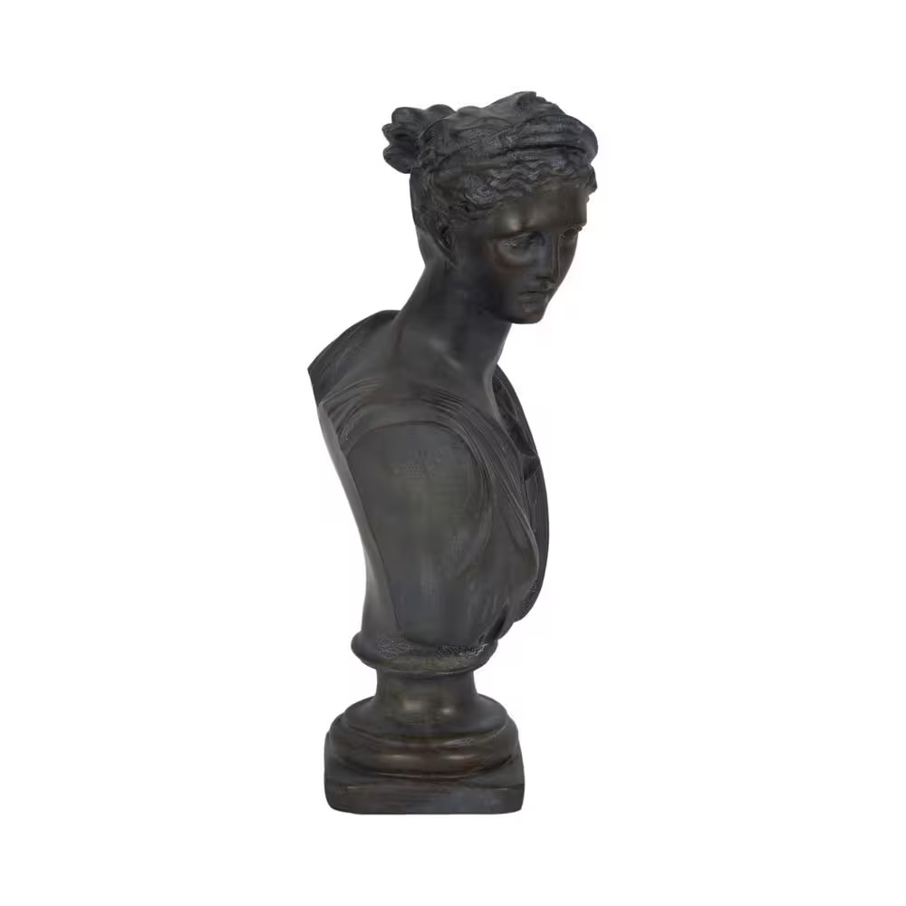 Bronze 6 In. X 12 In. Resin Grecian Bust Distressed Sculpture
