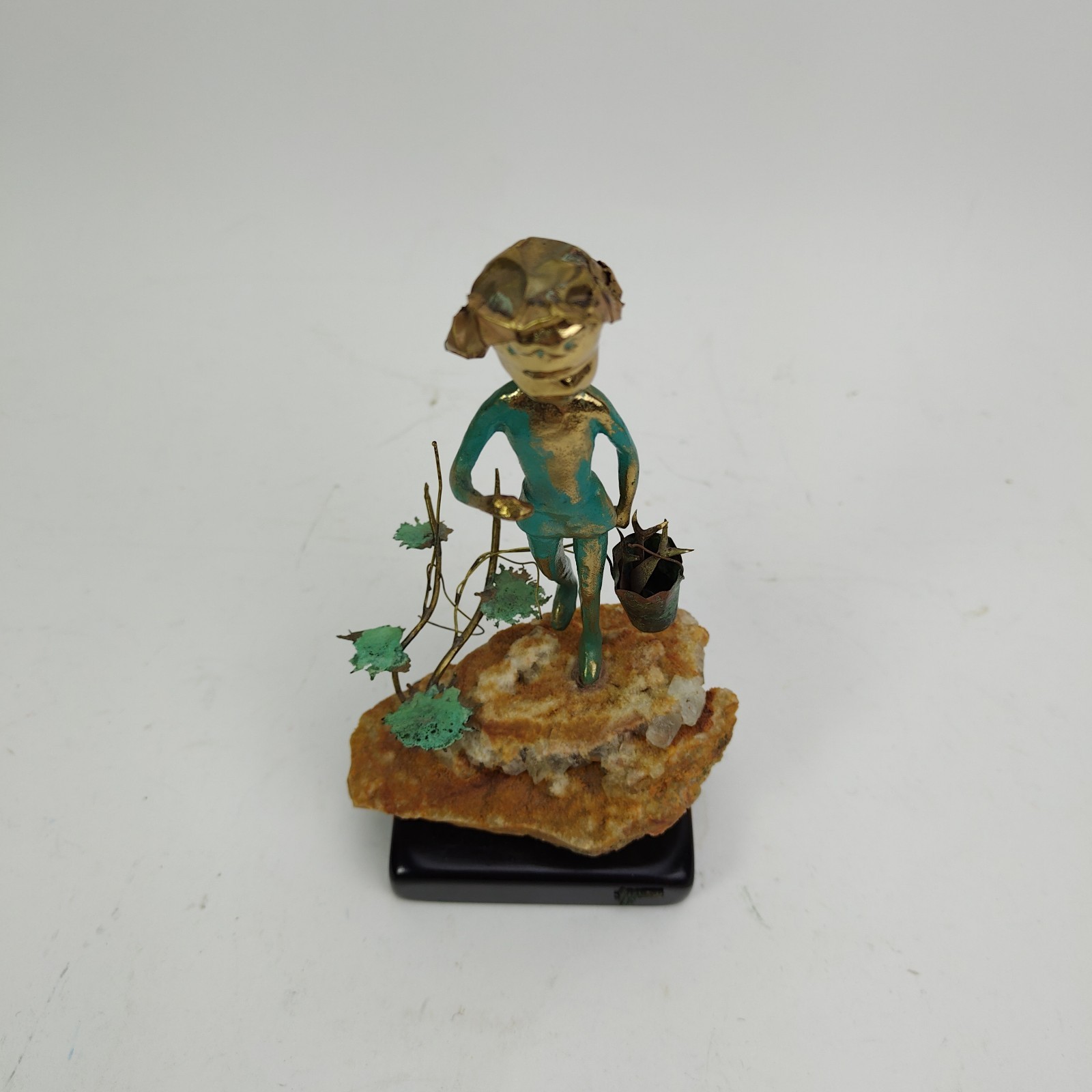 Malcolm Moran Bronze Sculpture Fishing Boy Figurine Signed MCM Art Vintage 1972