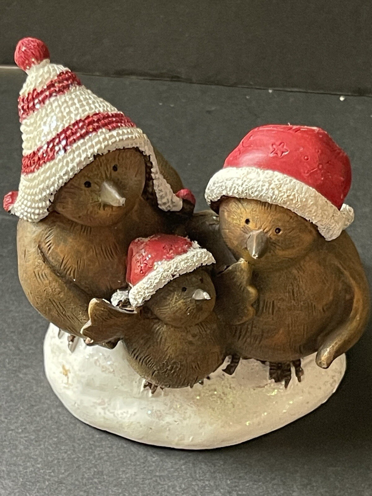 Bird Family Acrylic Sculpture Figurine Christmas Holiday Decor Cottagecore