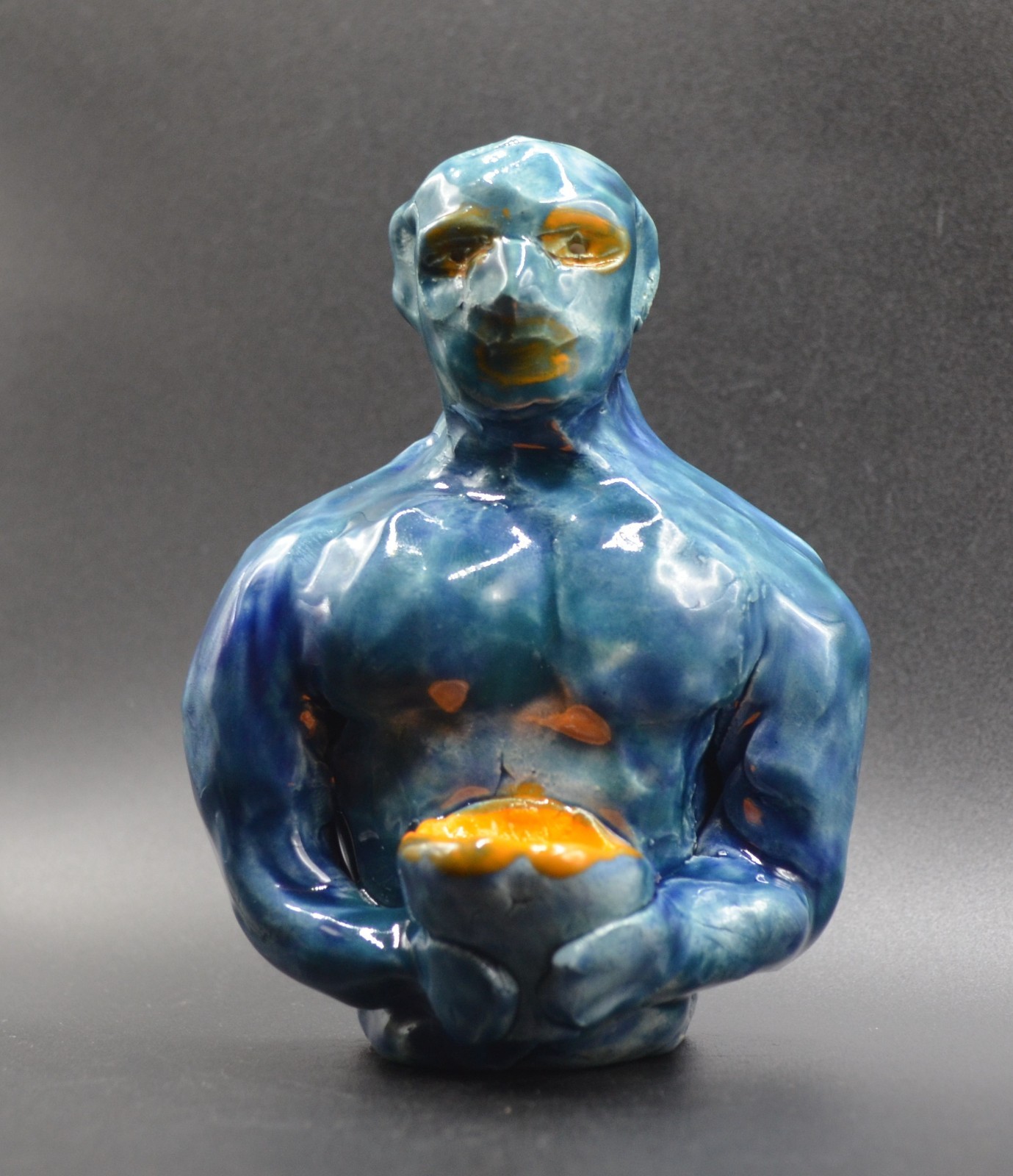 « Stoic and Orange Wine » -Experimental Original Clay Sculpture. Hand made &glazed