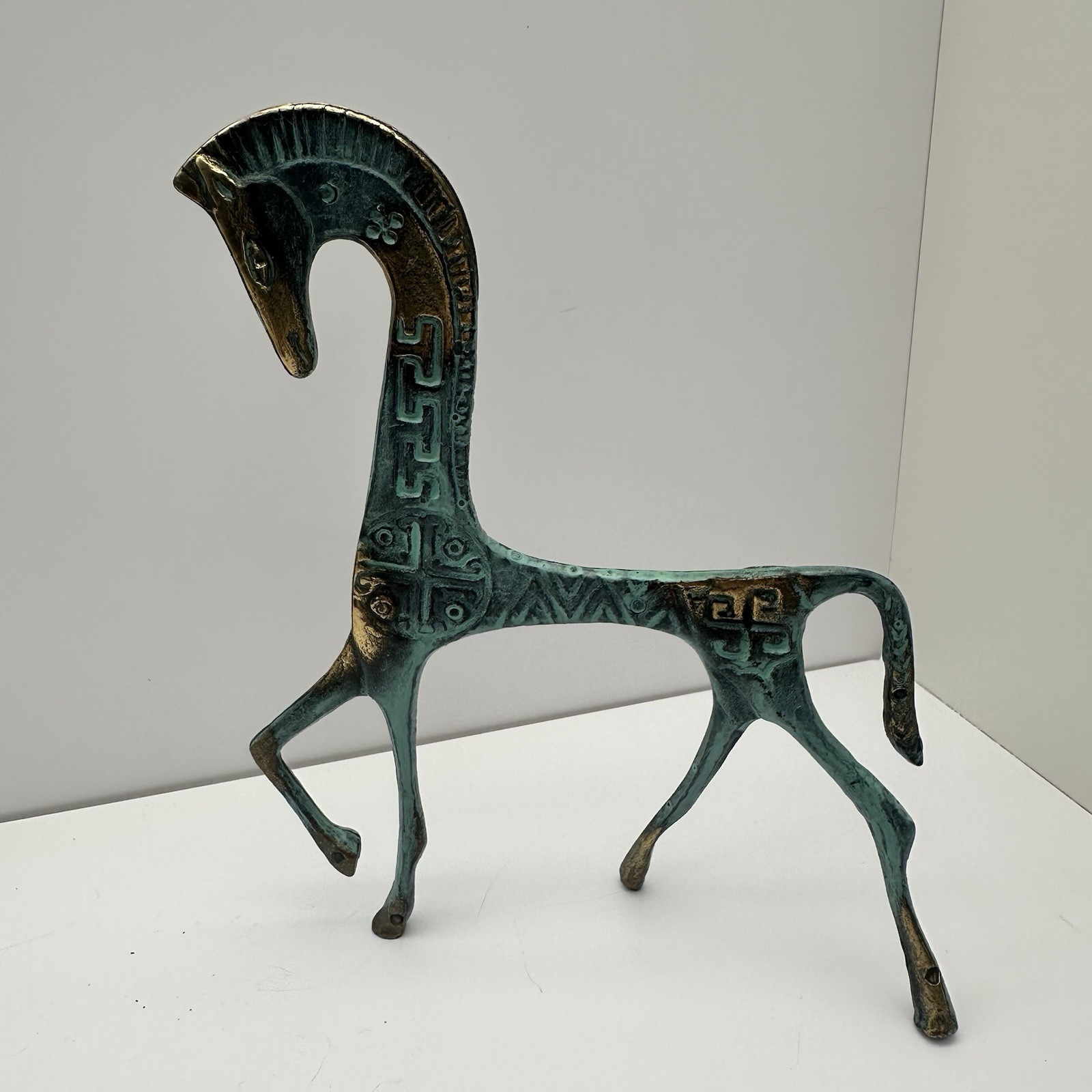 Vtg Frederick Weinberg Style Bronze Etruscan Greek Horse Sculpture Free Standing