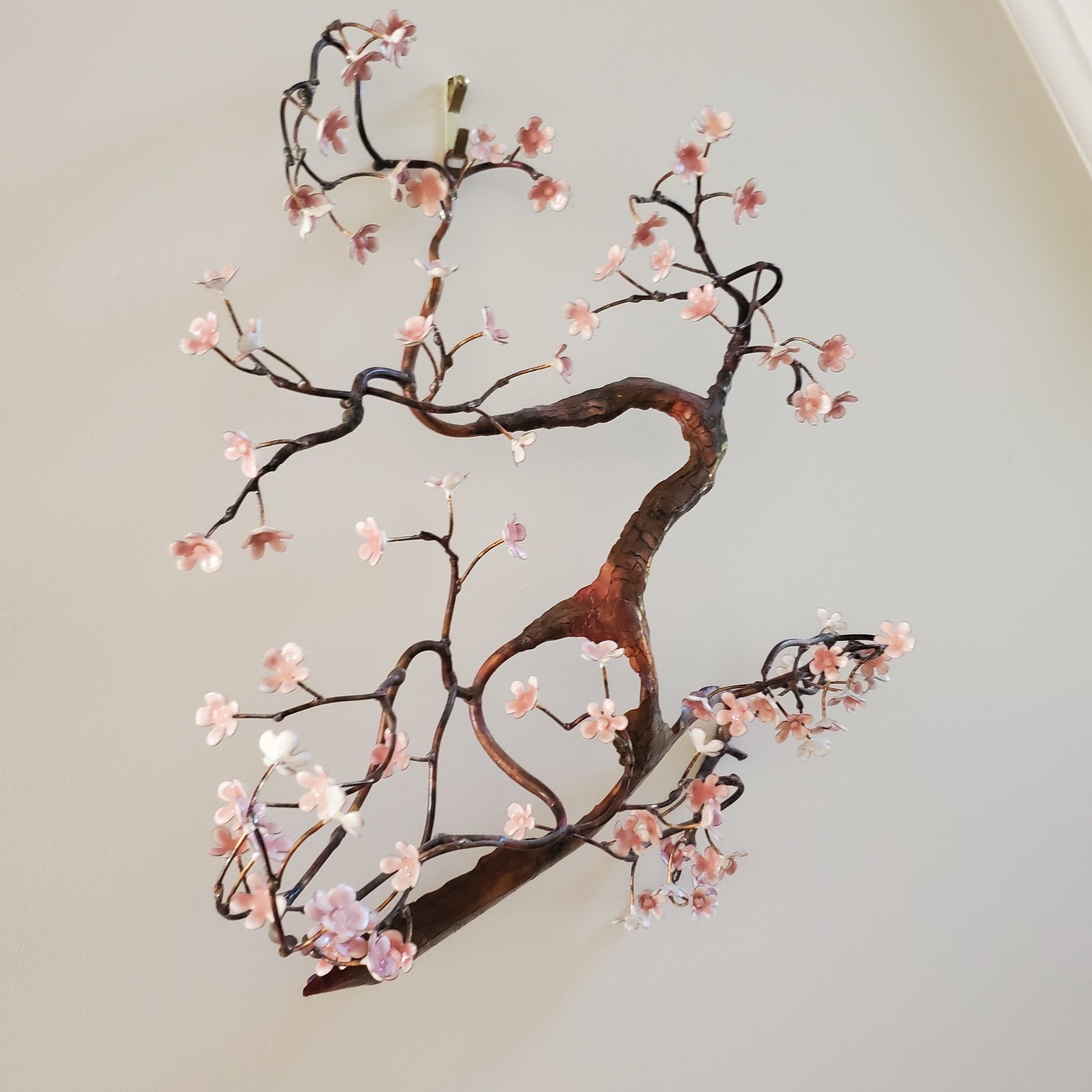 Bovano of Cheshire Blooming Bonsai Metal Tree Sculpture Pink White Flowers