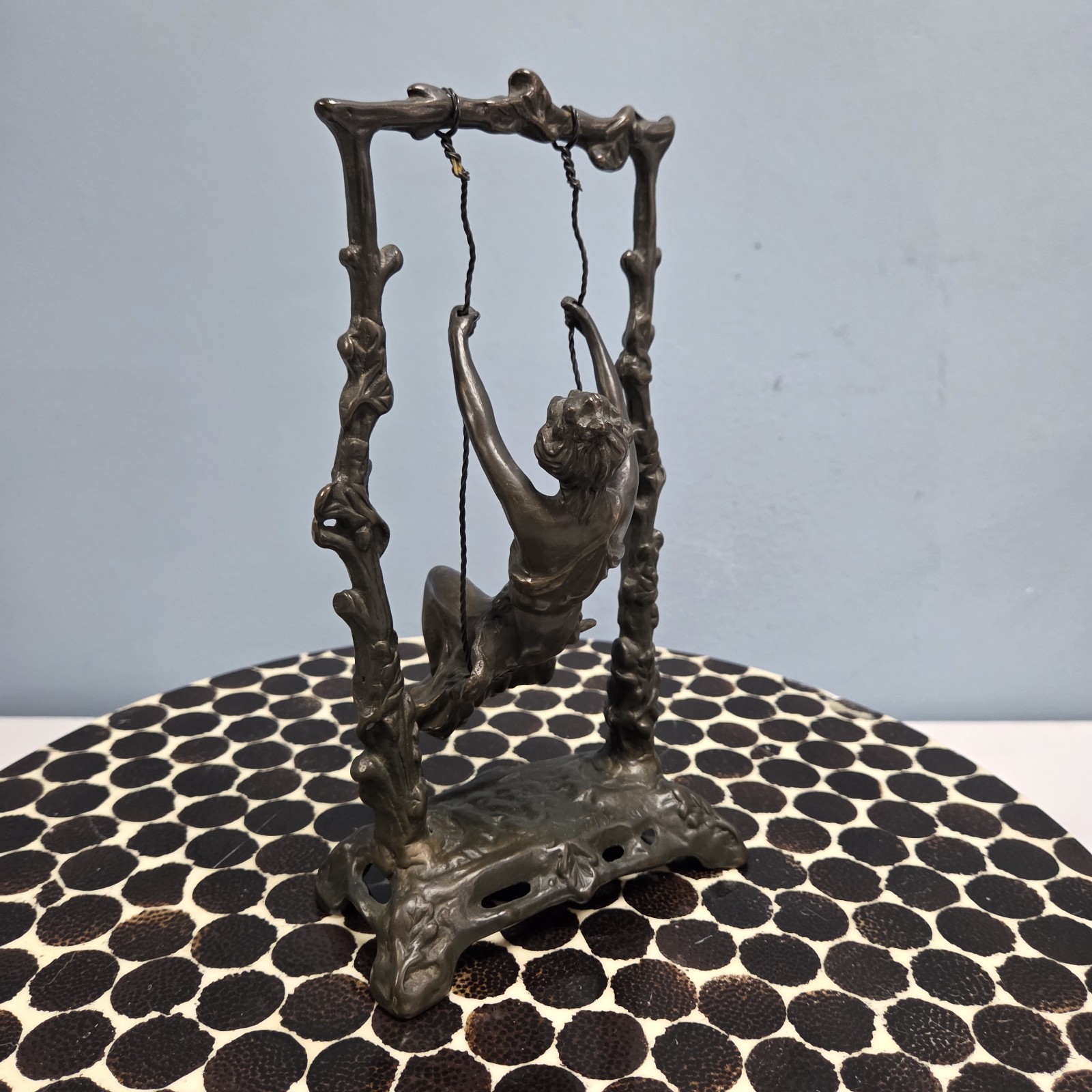 Vtg Art Nouveau Auguste Moreau Lady Girl On A Swing Bronze. Very Nice Casting!