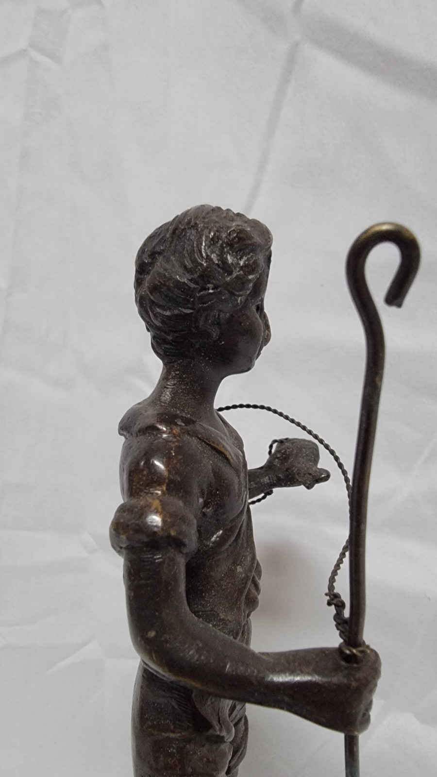 Auguste Moreau Bronze Boy Fishing Sculpture on Marble Base 9.25×4” Antique Art