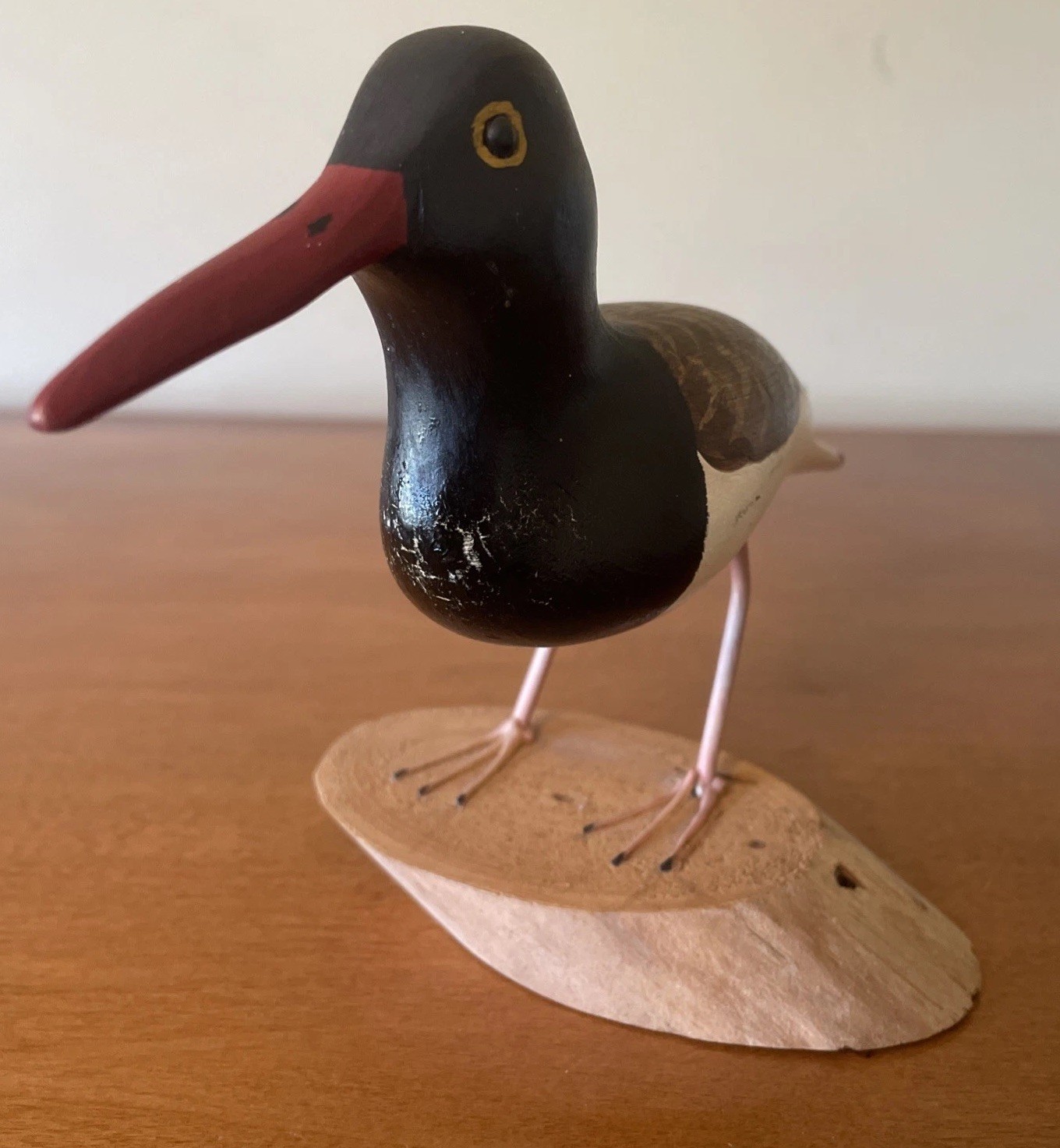 Vintage Wooden Hand Carved/Painted Oyster Catcher Bird Herb Daisey Signed 1988