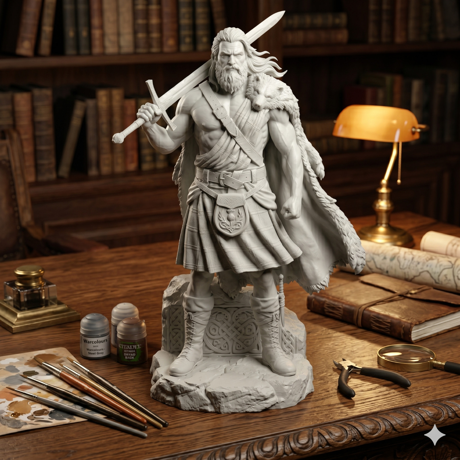 Barbarian Viking Statue 20cm Resin Sculpture Warrior Modern Art Decor