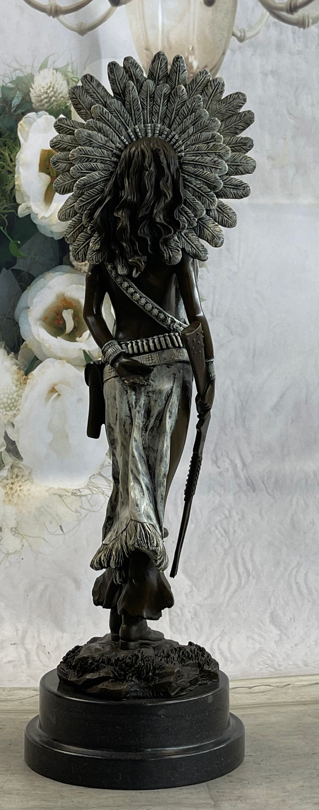 Signed American Indian Girl Bronze Figure Sculpture Statue Figurine Hot Cast Art