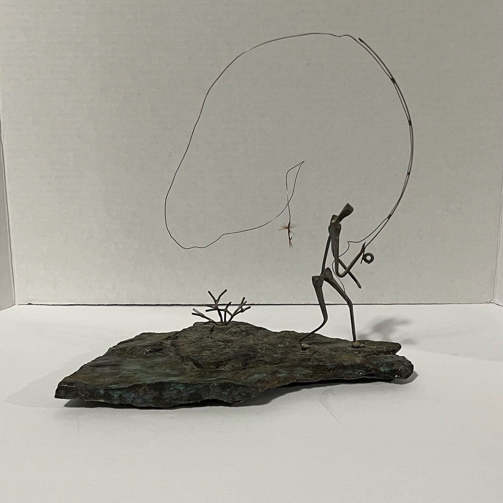 Patrick McGuire Brutalist Metal Wire Fly Fishing Sculpture