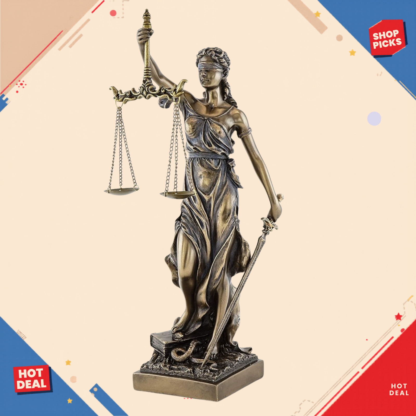 NEW 12.5in Bronze Lady Justice Statue Sculpture Decorative Figurine