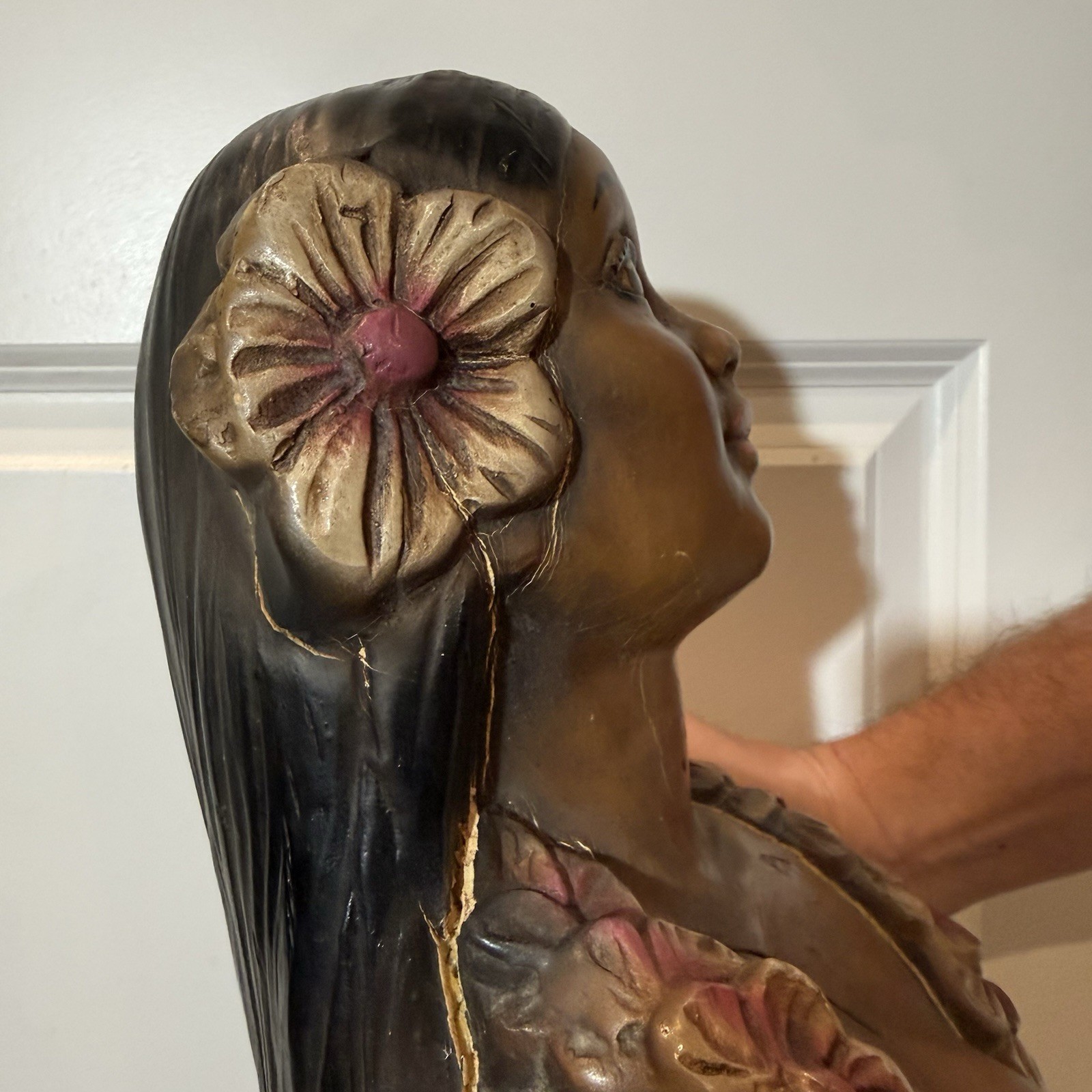Vintage Alfco NY Polynesian Maiden Ship Figurehead Hawaiian Nautical Statue Bust