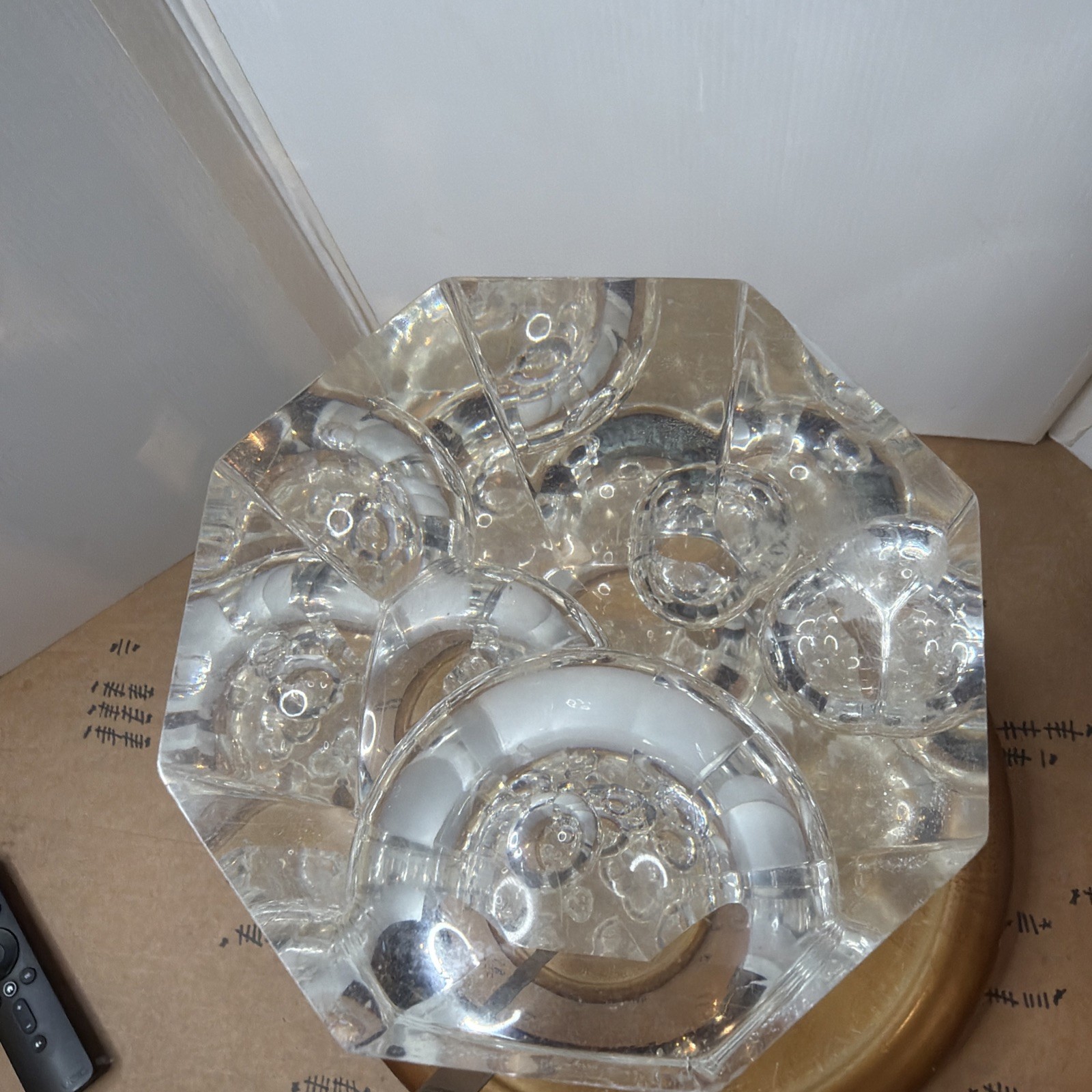Vintage Mid Century Modern Lucite Bubble Sculpture 8-Sided Geometric Art