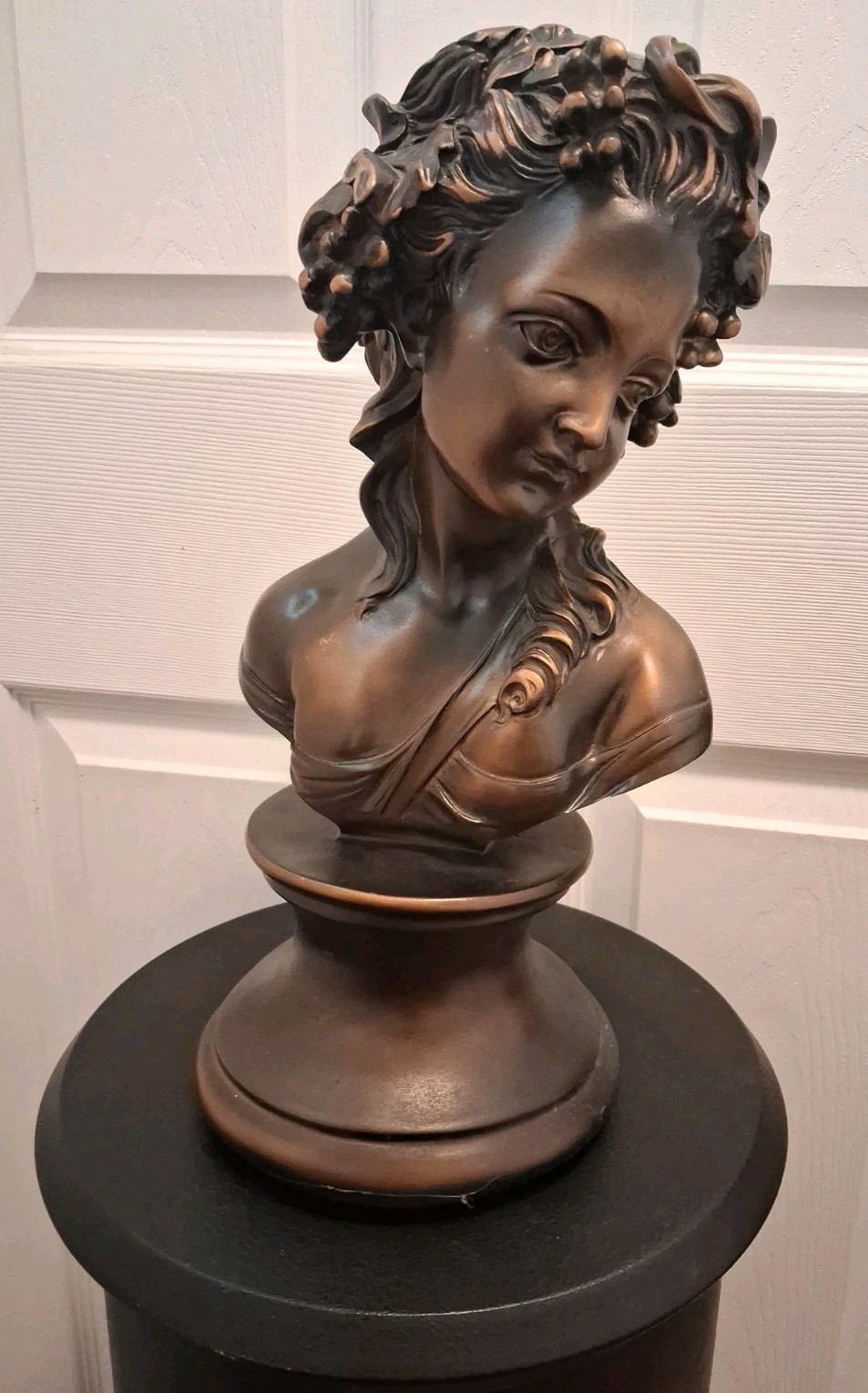 VTG Bust Statue Ophelia, 16 Inches Tall Bronze Finish Resin Sculpture