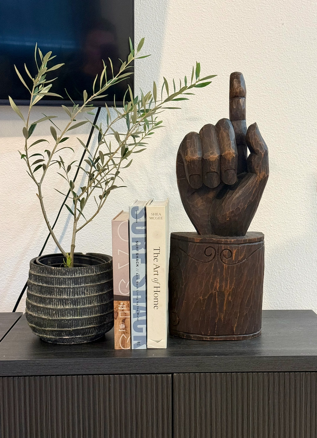Vintage 1960s Hand-Carved Wood Sculpture • Mid-Century Organic Modern Art • 22″