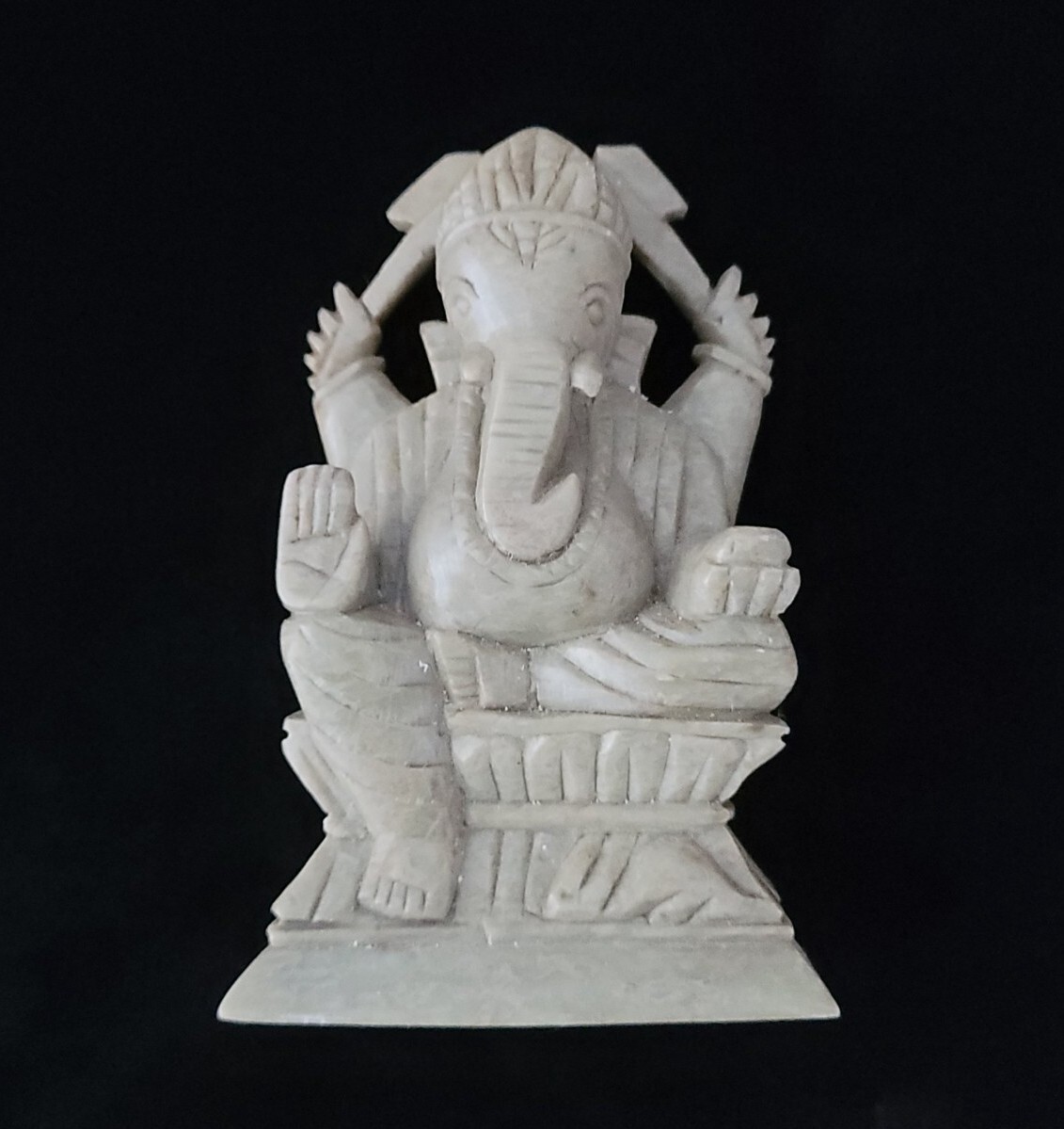 Vintage Antique Natural Soap Stone India God Religious Carving Statue Figurine