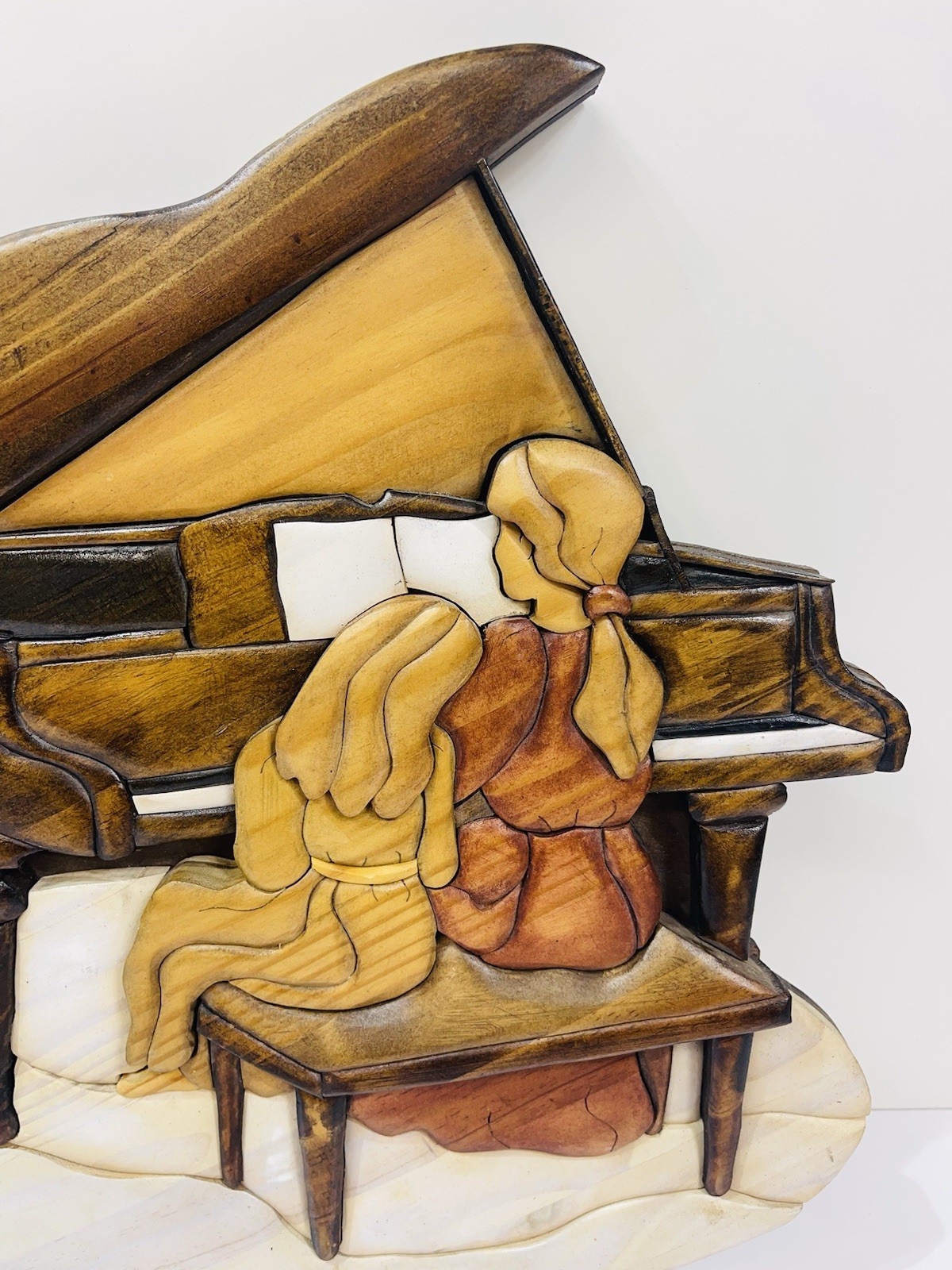 Intarsia – Wood Art – Piano Teacher Mother Child Girls Gift for Musician 15”