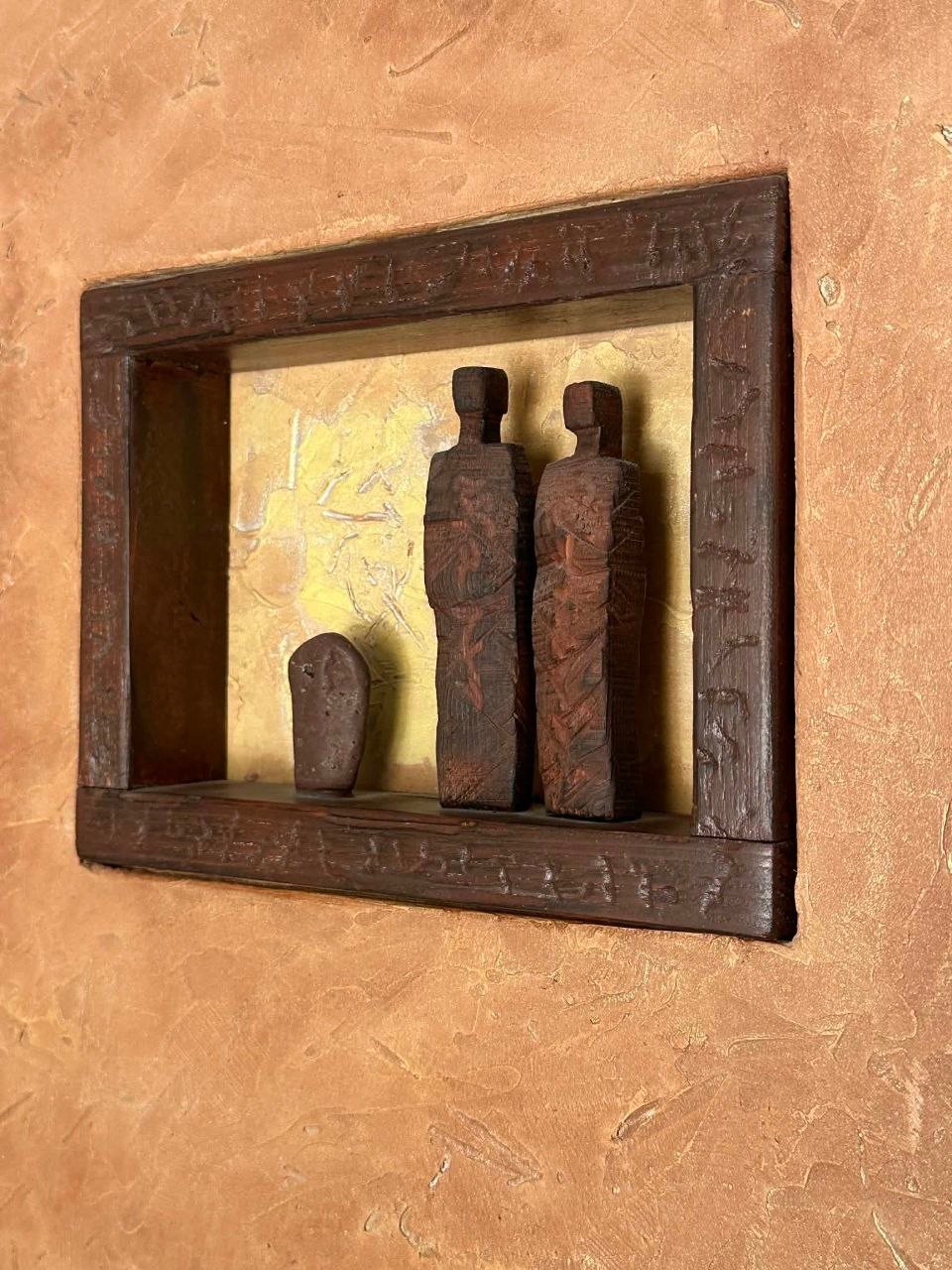 Wayne Farris Ancient Runes Wall Sculpture 2010 Signed Mixed Media Relief Art