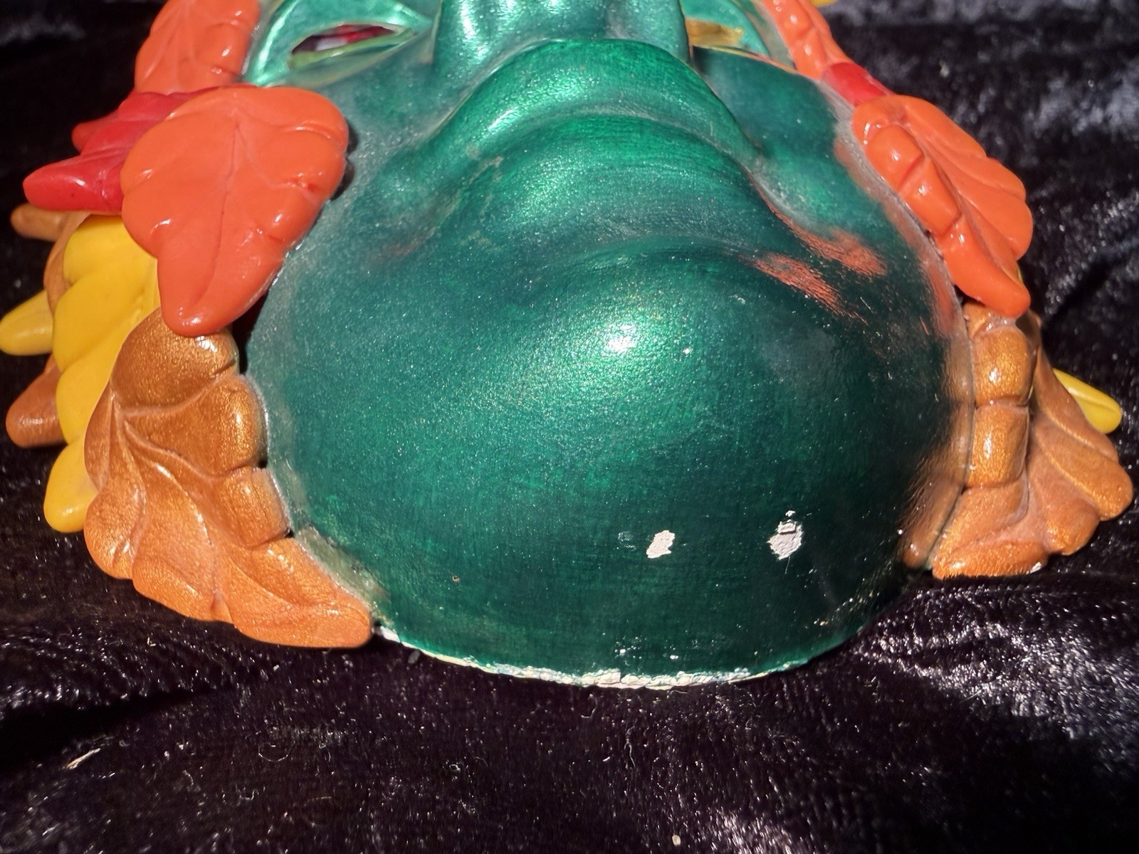 Green Man Face Tree Man Mythical Wall Sculpture Mask Jeweled Eyes and Forehead
