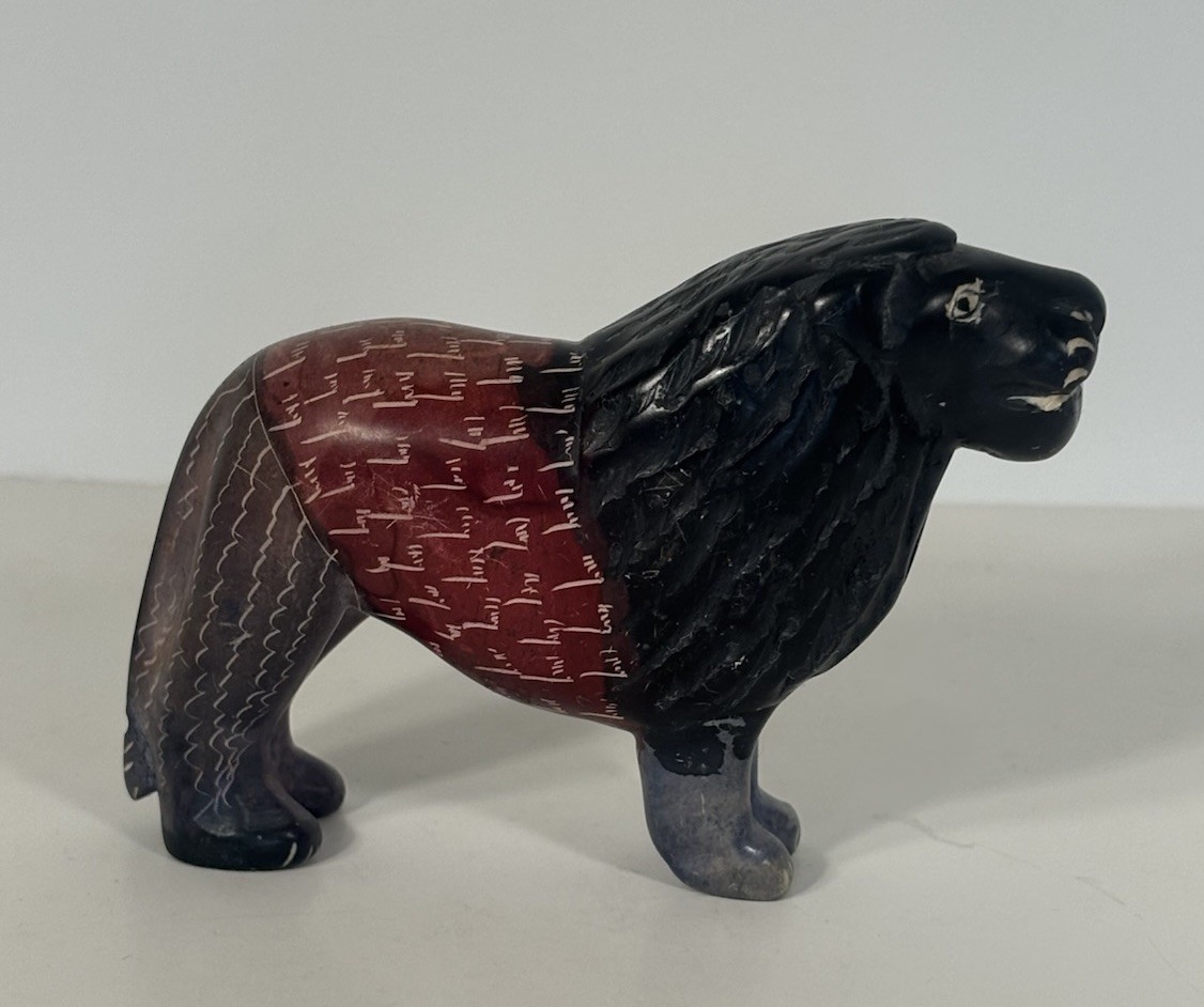 Multicolored Soap Stone Lion Carving 3.75” x 2.75”