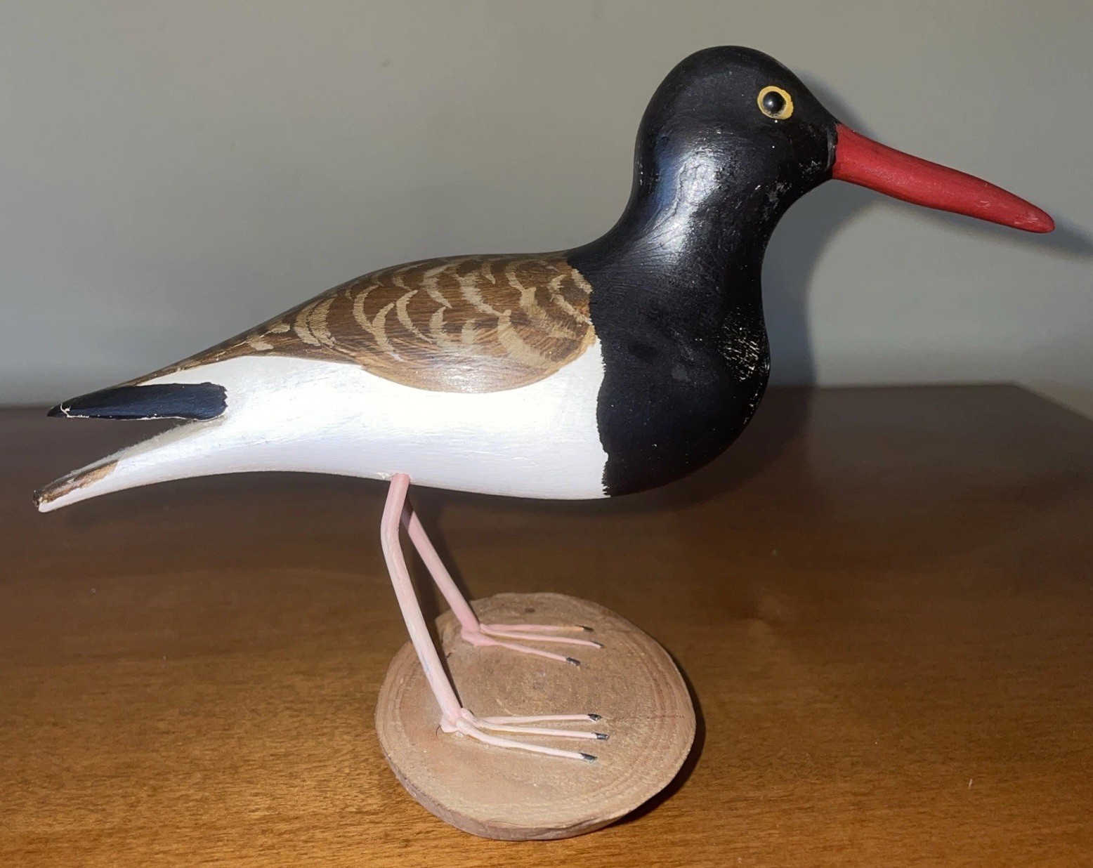 Vintage Wooden Hand Carved/Painted Oyster Catcher Bird Herb Daisey Signed 1988