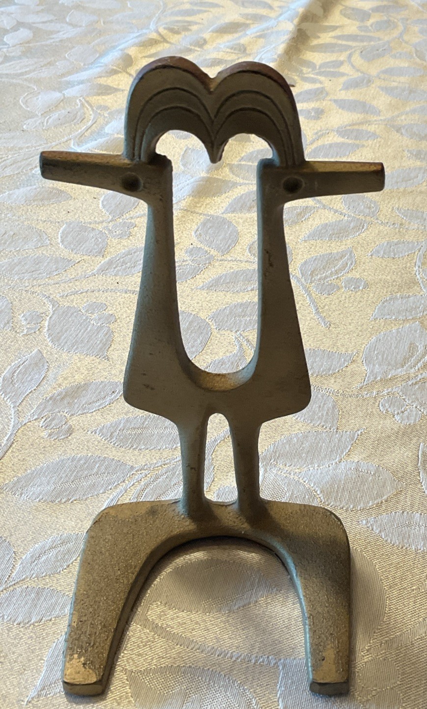 SMALL 7.5”x4” MID CENTURY METAL SCULPTURE JAPANESE CUBIST MODERNISM STATUE