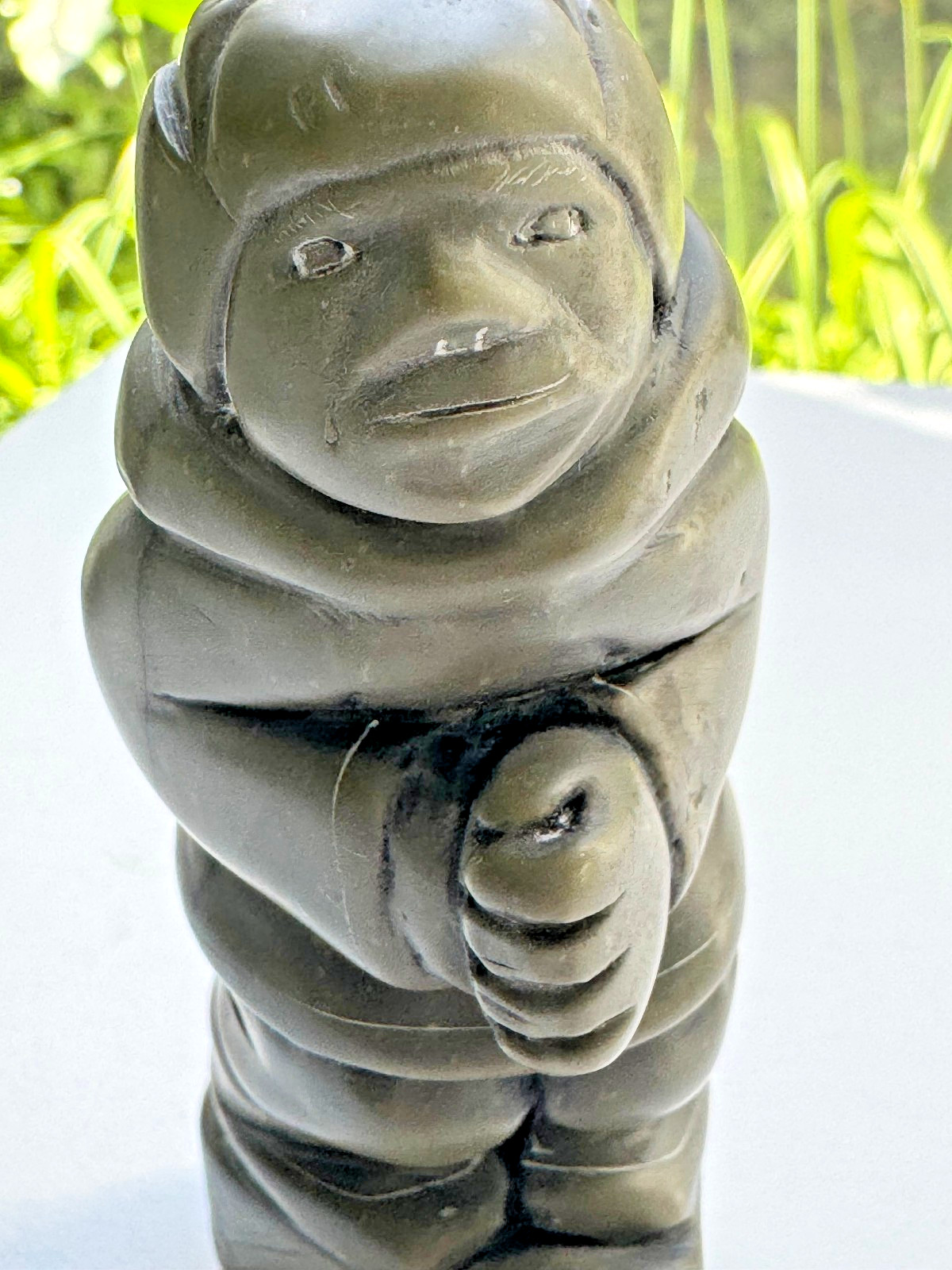 Inuit Stone Sculpture by Davidialuk Alasua Amittu (Povungnituk, Quebec) – Man 4&Prime;