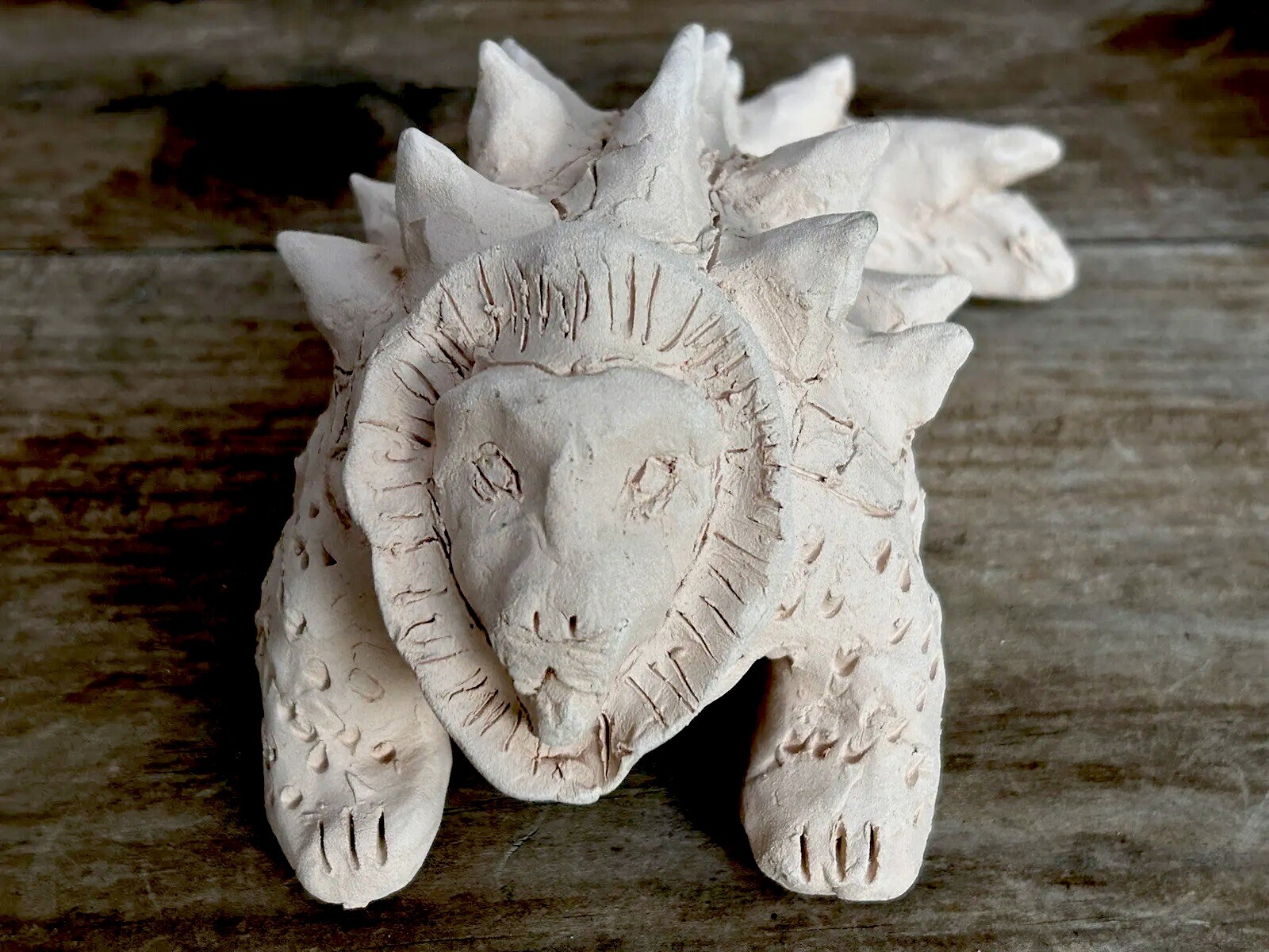 One of A Kind Cryptid Mythical Beast Folk Art Ceramic Sculpture of a Tarasque