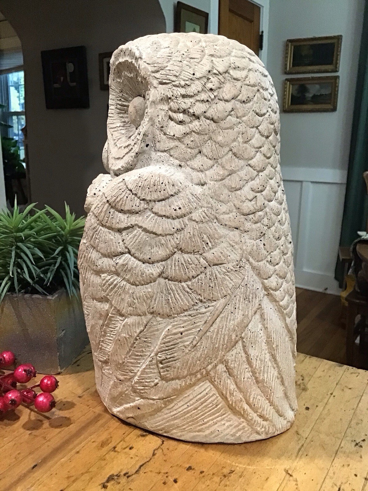 Vintge Barn Owl Family Austin Productions 1983 Modern David Fisher Statue