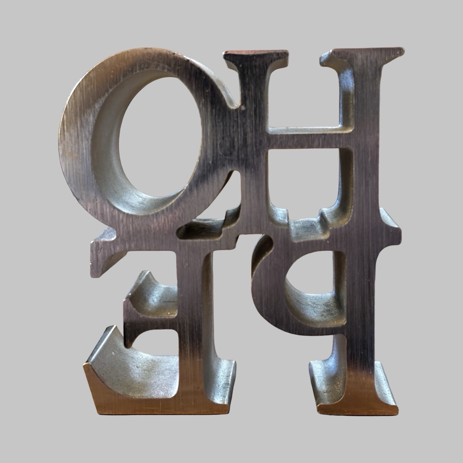 Robert Indiana HOPE Sculpture Stainless Steel Metal Pop Art Paperweight 3.5&Prime;