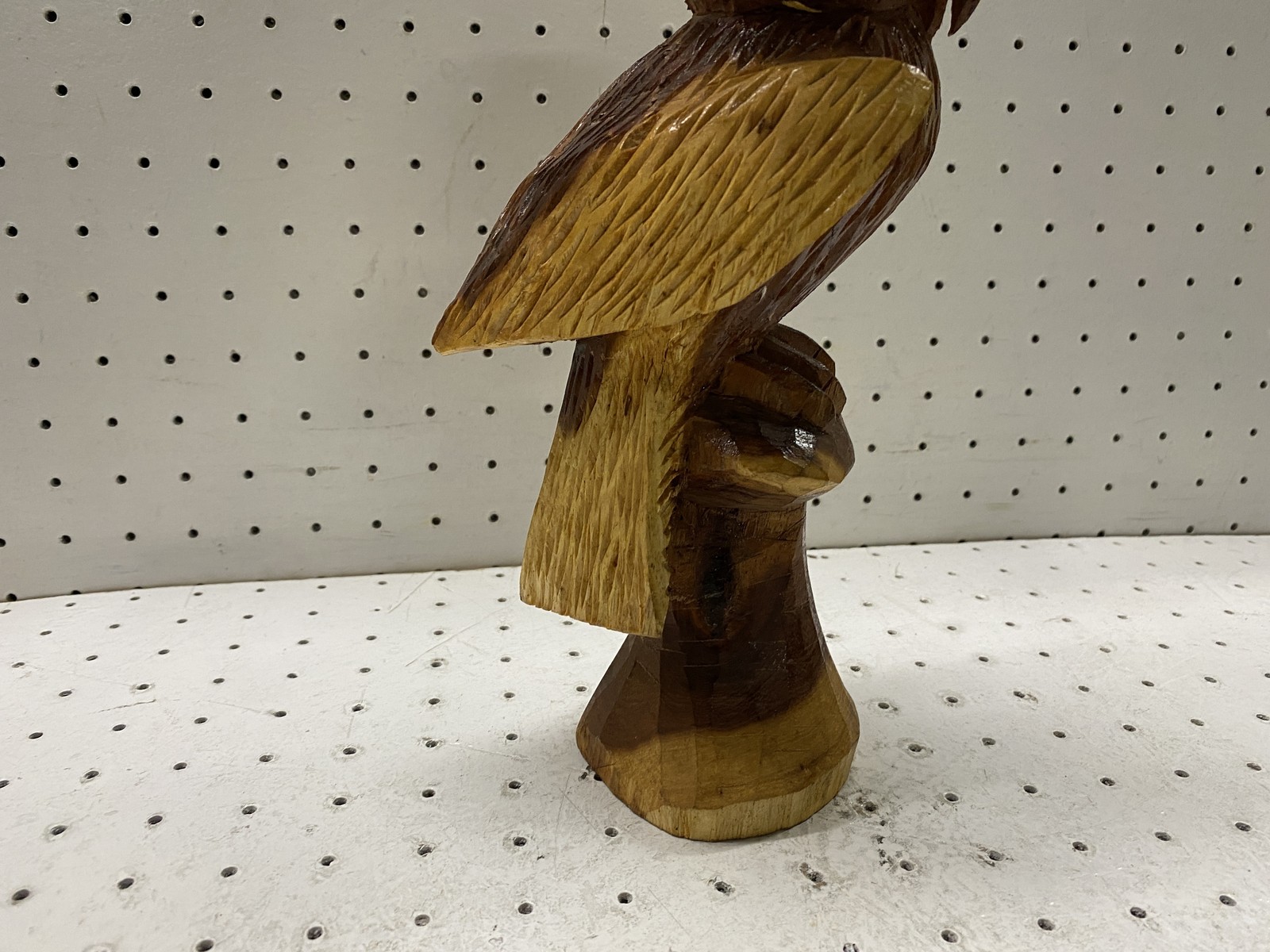 Hand Carved Wooden Owl Figurine Rustic Folk Art Sculpture Home Decor Vintage