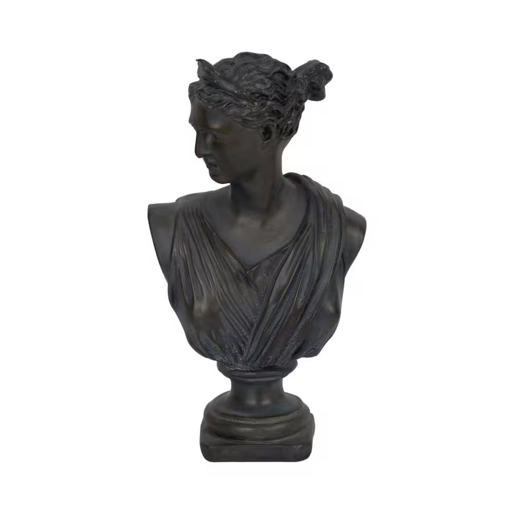 Bronze 6 In. X 12 In. Resin Grecian Bust Distressed Sculpture