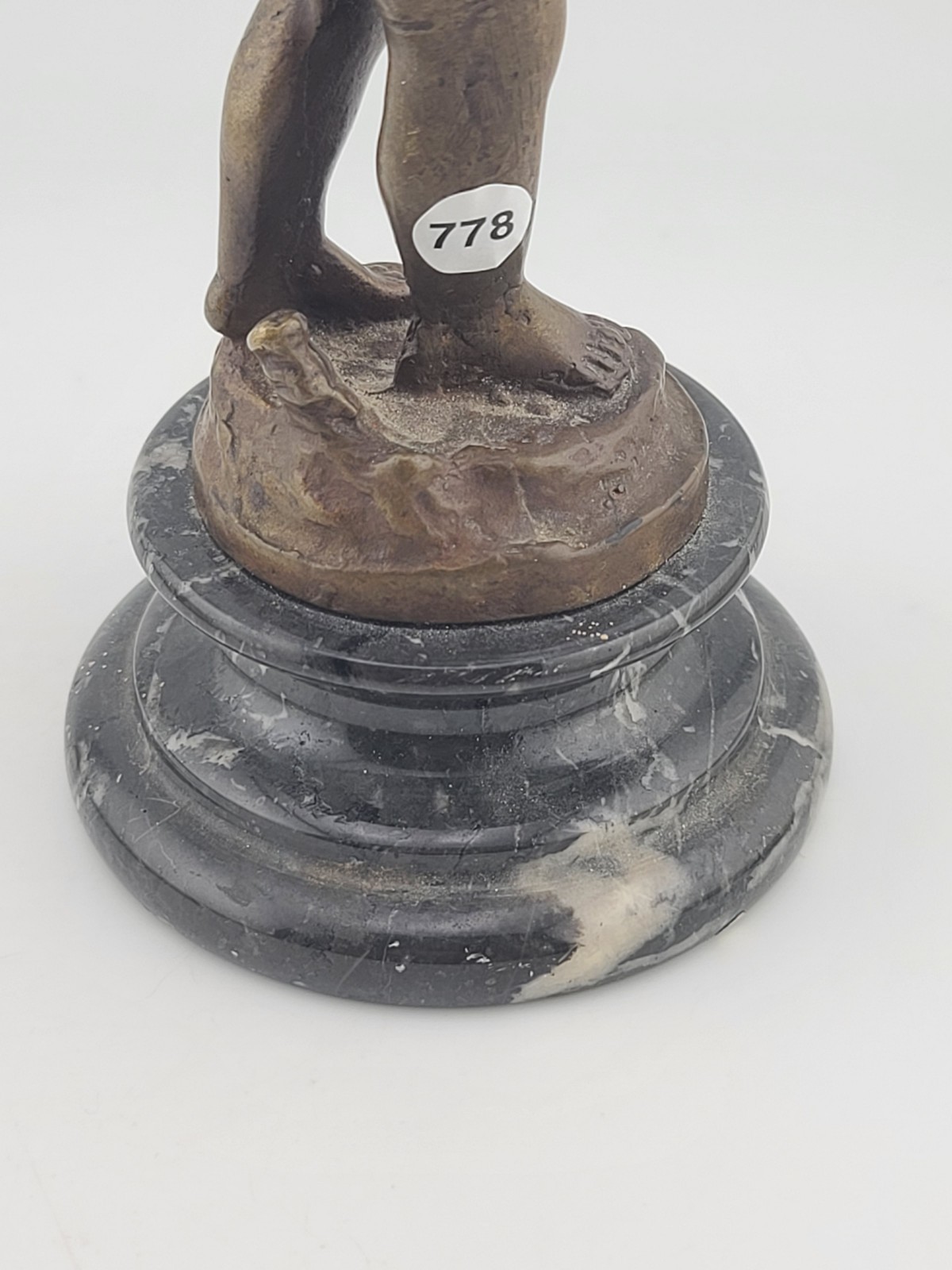 Antique 19th C Bronze Cupid Statue Clément Moreau Sculpture on Marble Base 9&Prime;
