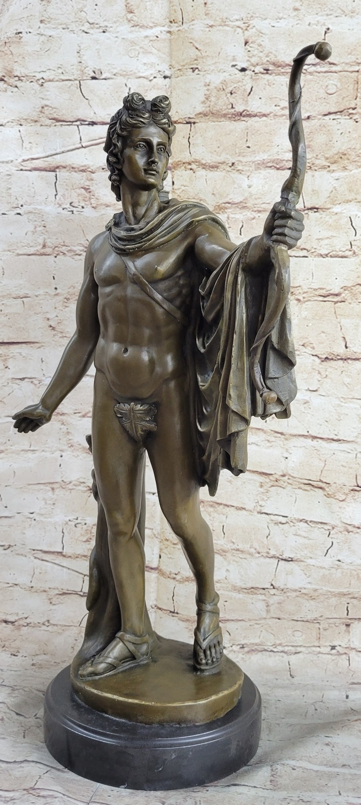 Hand Made Nude Man Male Greek God Mars Genuine Bronze Sculpture Statue