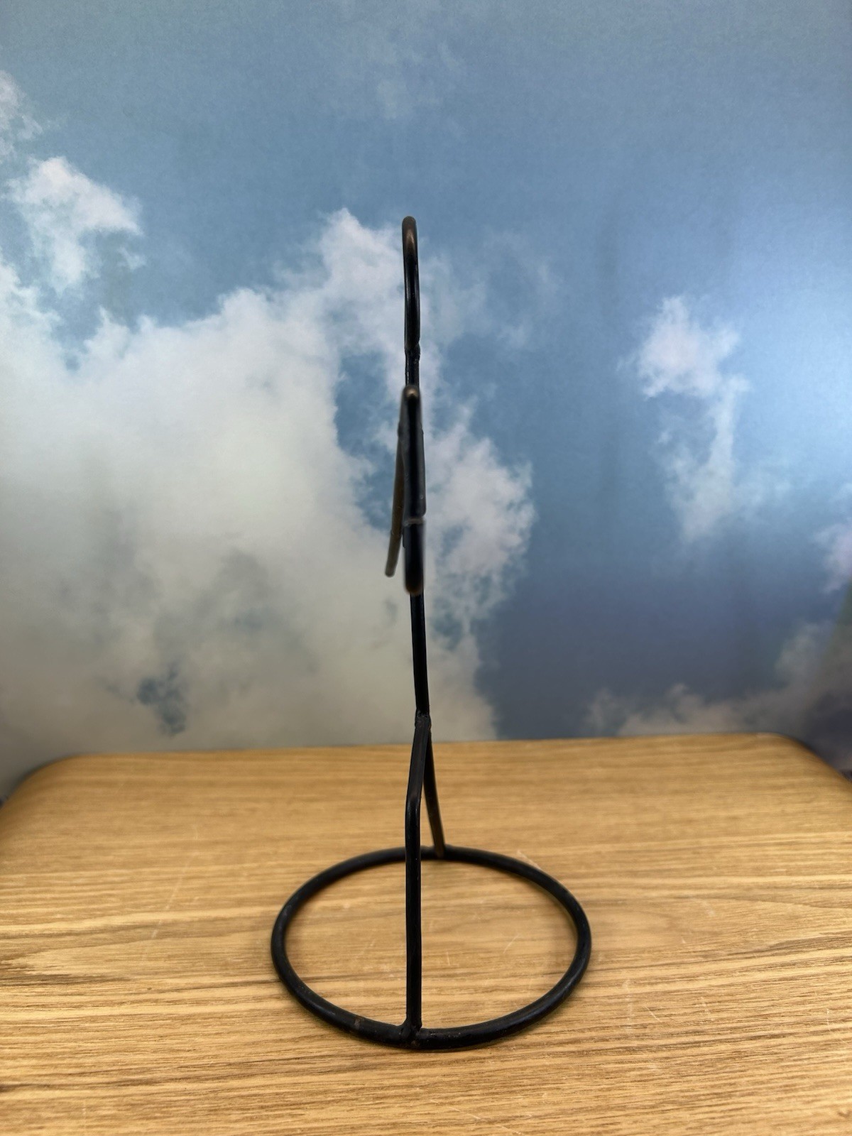 Wire Welded Art Tabletop Sculpture Minimalist Figure With Fishing Pole / Hook 9&Prime;