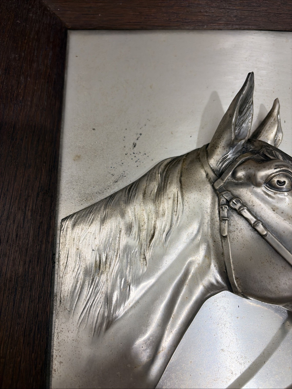 Rare! Vintage 3d Cast Metal Equestrian Horses Head Sculpture Wall Hanging