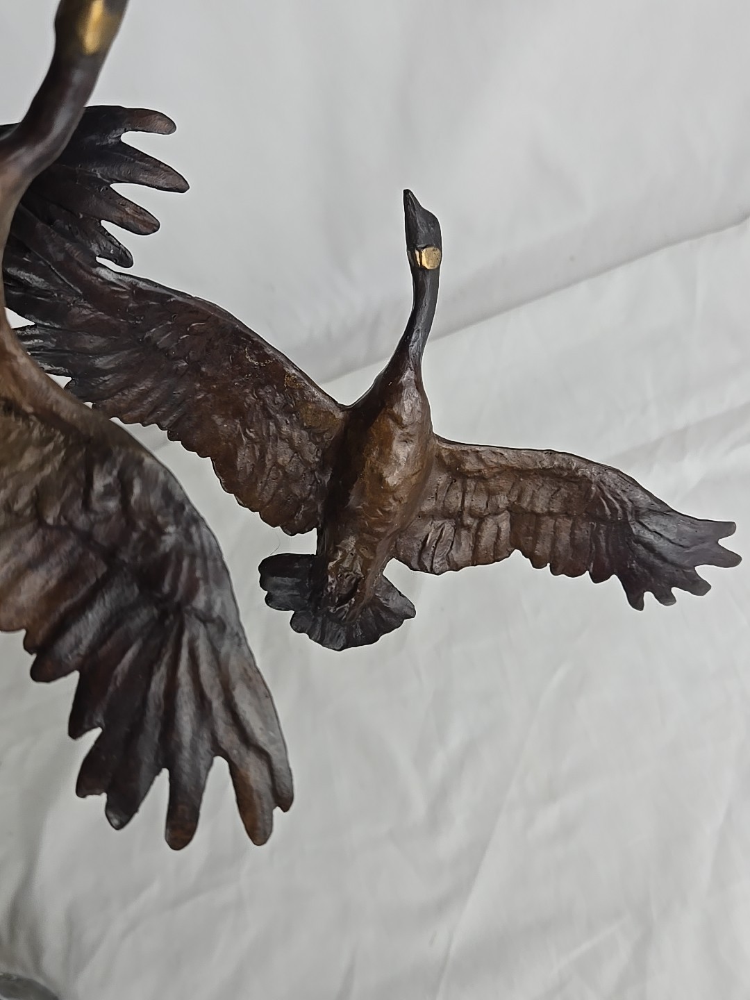1983 Bronze Sculpture by Jonathan Bronson, « Autumn Flight » Canada Geese Flying