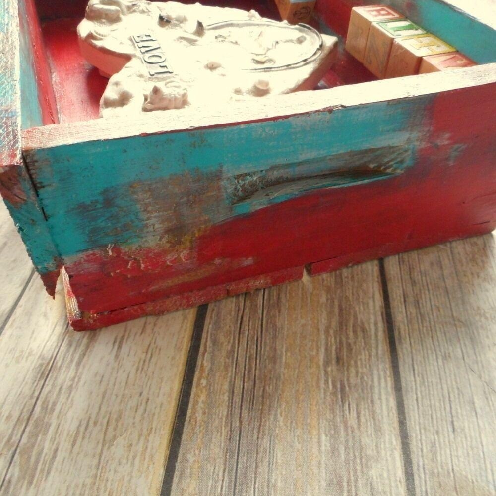 Country Heart Assemblage Wall Art Diorama Red Turquoise Blue Horse Whimsical