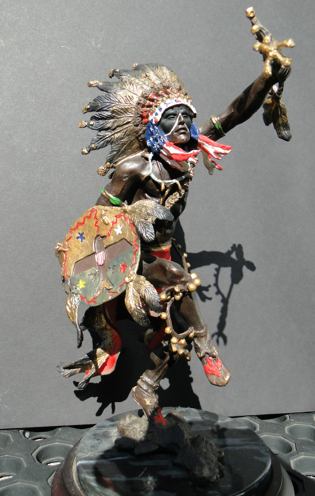 INDIAN CHIEF Bronze Sculpture Statue Art Warrior Spirit American Native Figure