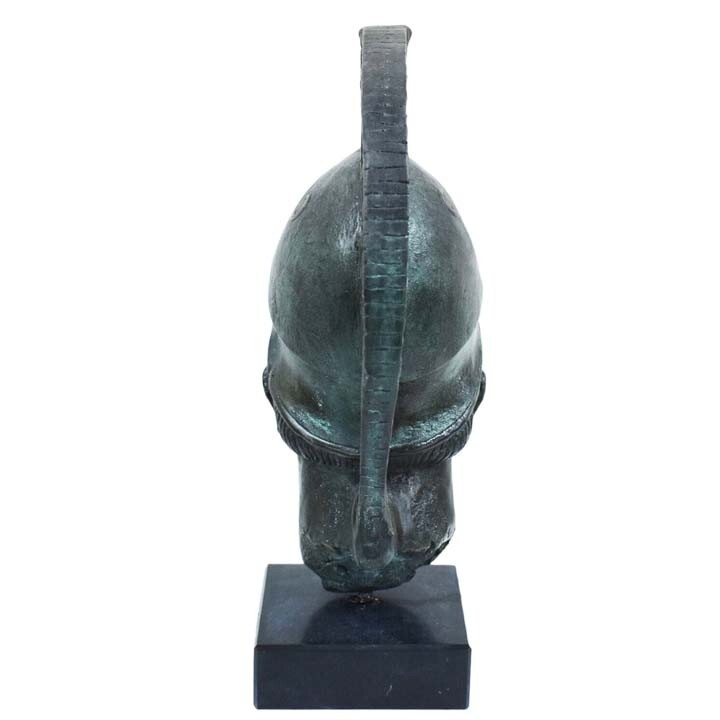 Ancient Greek warrior sculpture handmade plaster artifact bronze effect