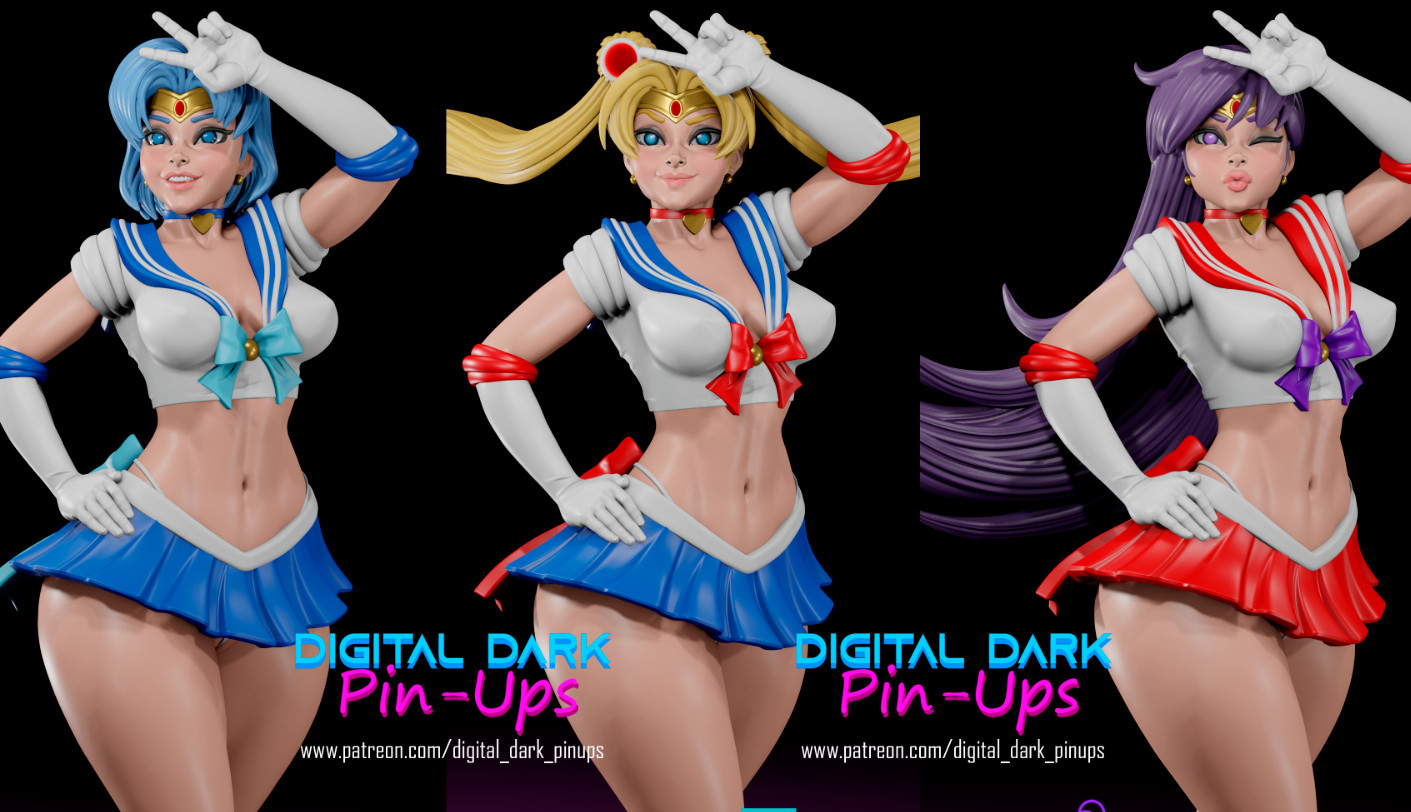 Sailor Scout Anime Fanart 32mm 50mm 100mm Scale Resin Unpainted TTRPG Figure Dnd